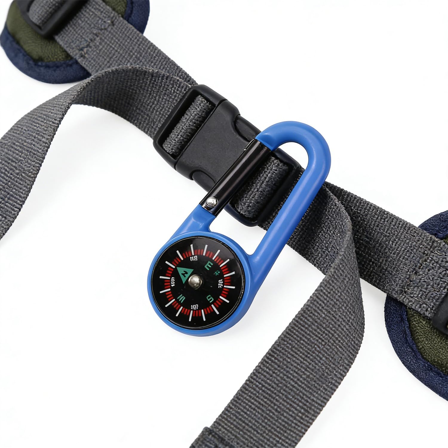 Confezione da 10 moschettoni colorati con moschettone, portatili, mini bussola, portachiavi, clip per attività all'aperto, escursionismo, campeggio, viaggi e navigazione