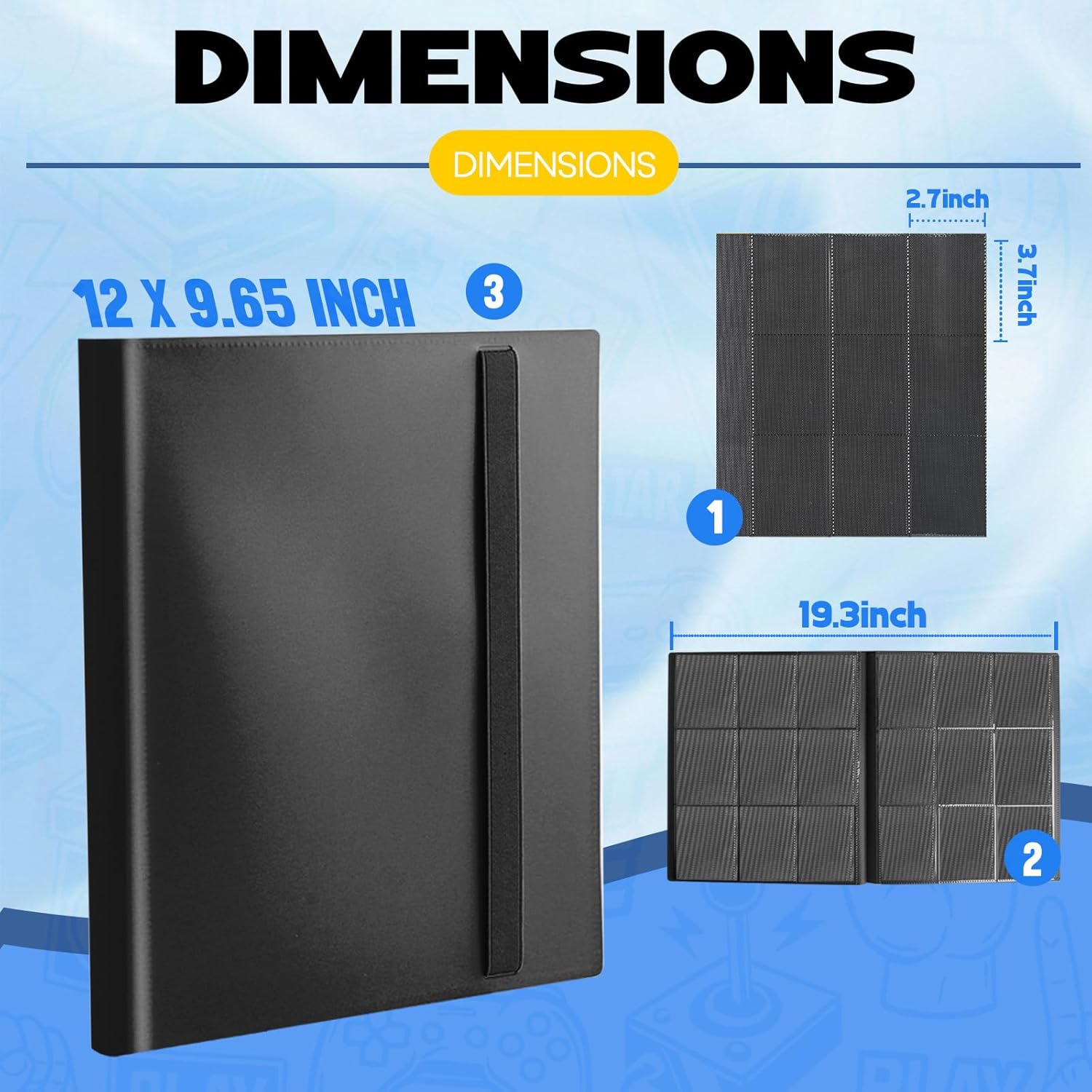 Trading Card Binder,9 Pocket 20 Pages 360 Cards,Collector Album,Card Folder for Collectible Games， Sports,MTG,TCG(Black)
