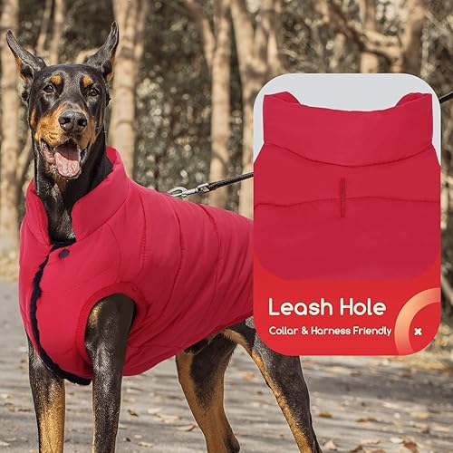 Miniatura 3 de Nobleza - Chaqueta para perro, abrigo de invierno cálido de forro polar con agujero para correa, impermeable para exteriores, ropa para mascotas