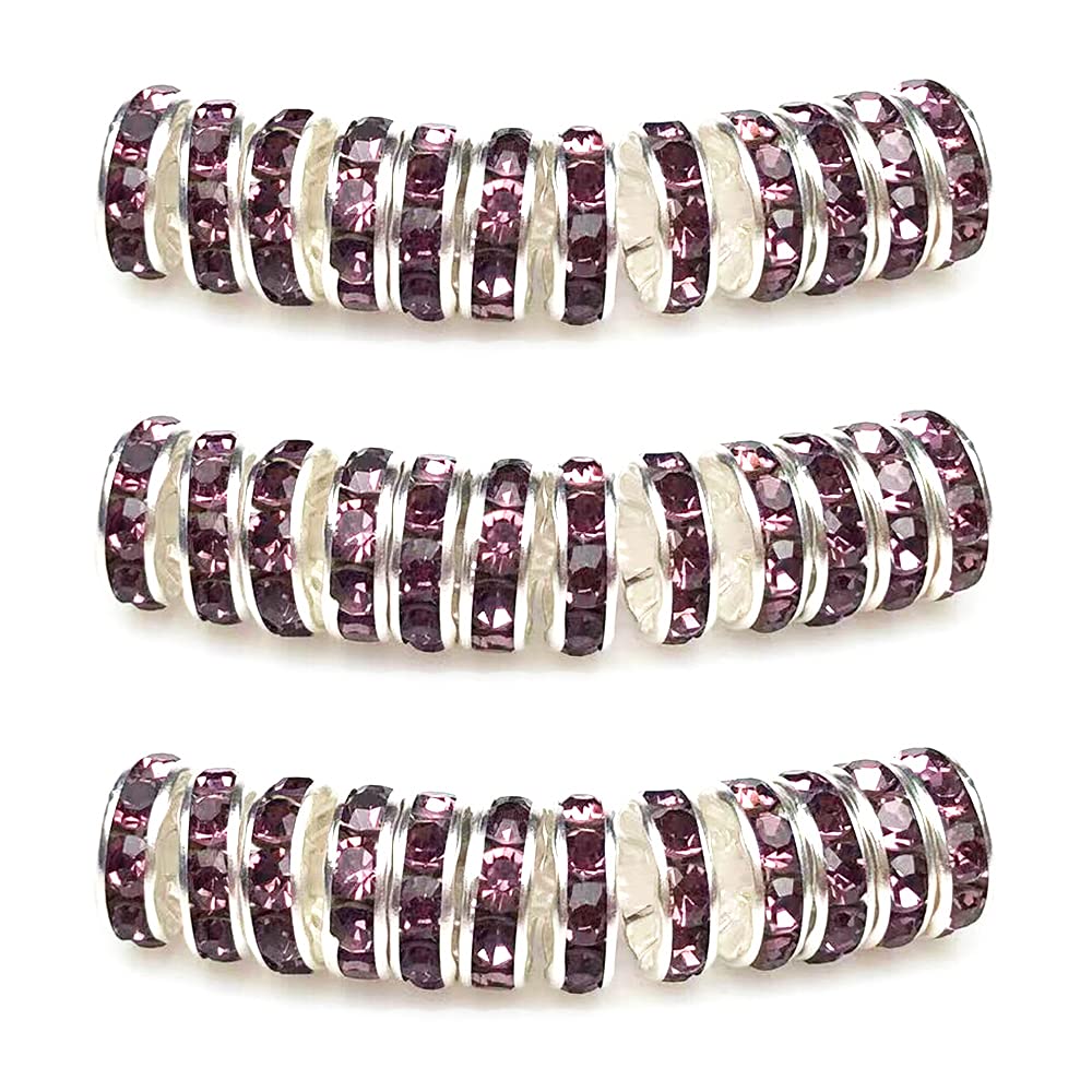 Mjdcb Purple 6Mm 100Pcs Rondelle Beads Crystal Spacer Bead Rhinestones For Bracelet Necklace Jewelry Making (Purple)