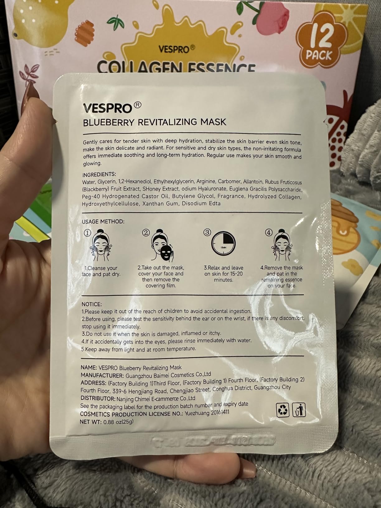 VESPRO 60 Pack Bulk Collagen Facial Masks, moisturizing & Hydrating Face Masks for Women, Skincare for All Skin Types, Bulk Sheet Mask Skin Care Gifts, Sleepover Party for Teen Girls(12 Types x 5 Pcs)