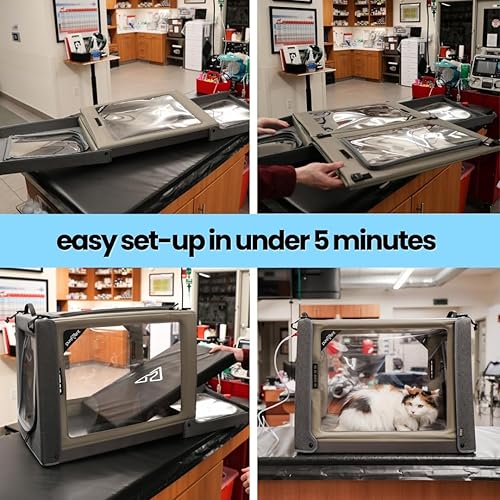 Miniatura 3 de PureVent Cámara de oxígeno para mascotas, jaula segura de terapia de oxígeno de grado veterinario para perros, gatos, pájaros y animales,