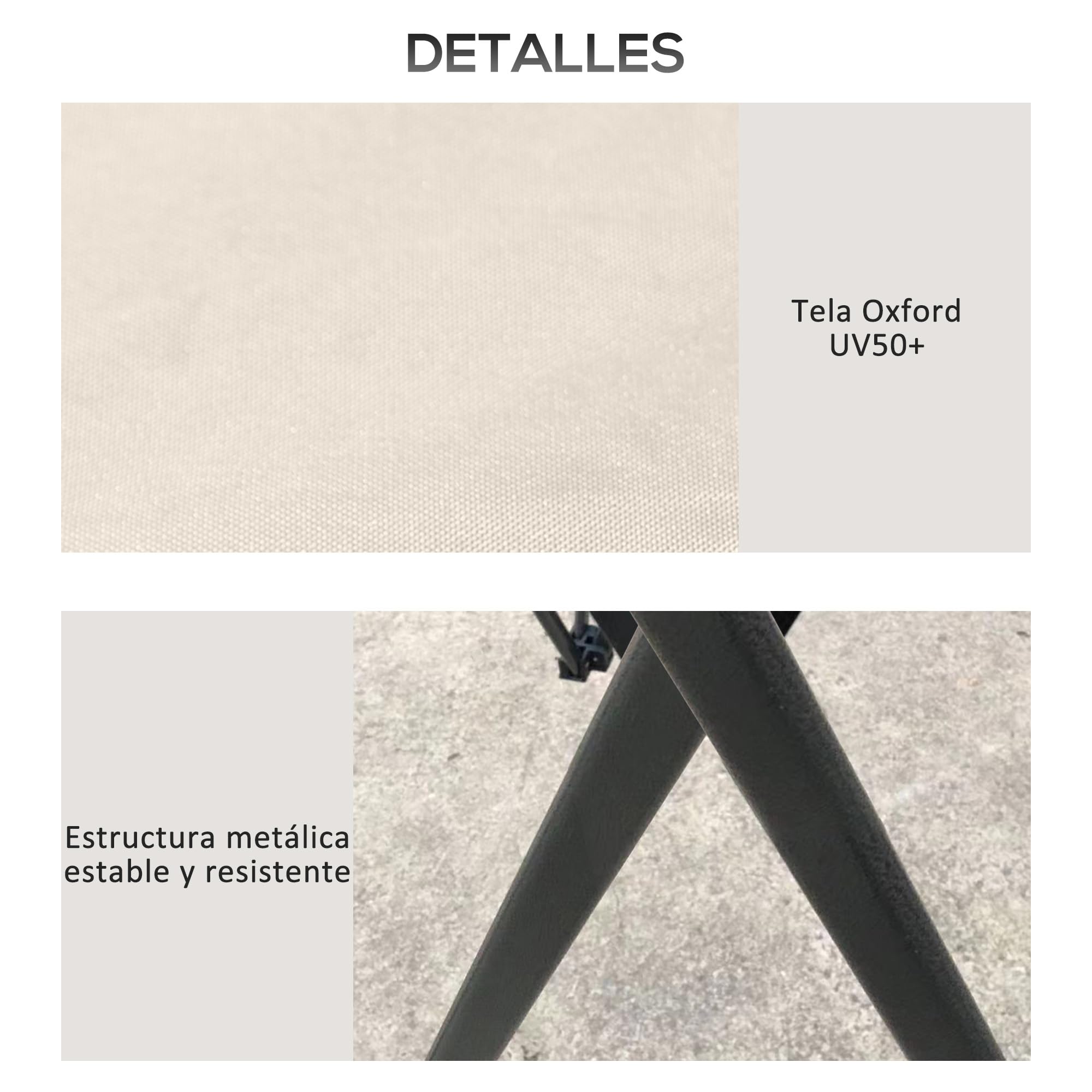 Outsunny Gazebo pieghevole pop-up, 4 x 4 x 2,8 m, altezza regolabile, beige