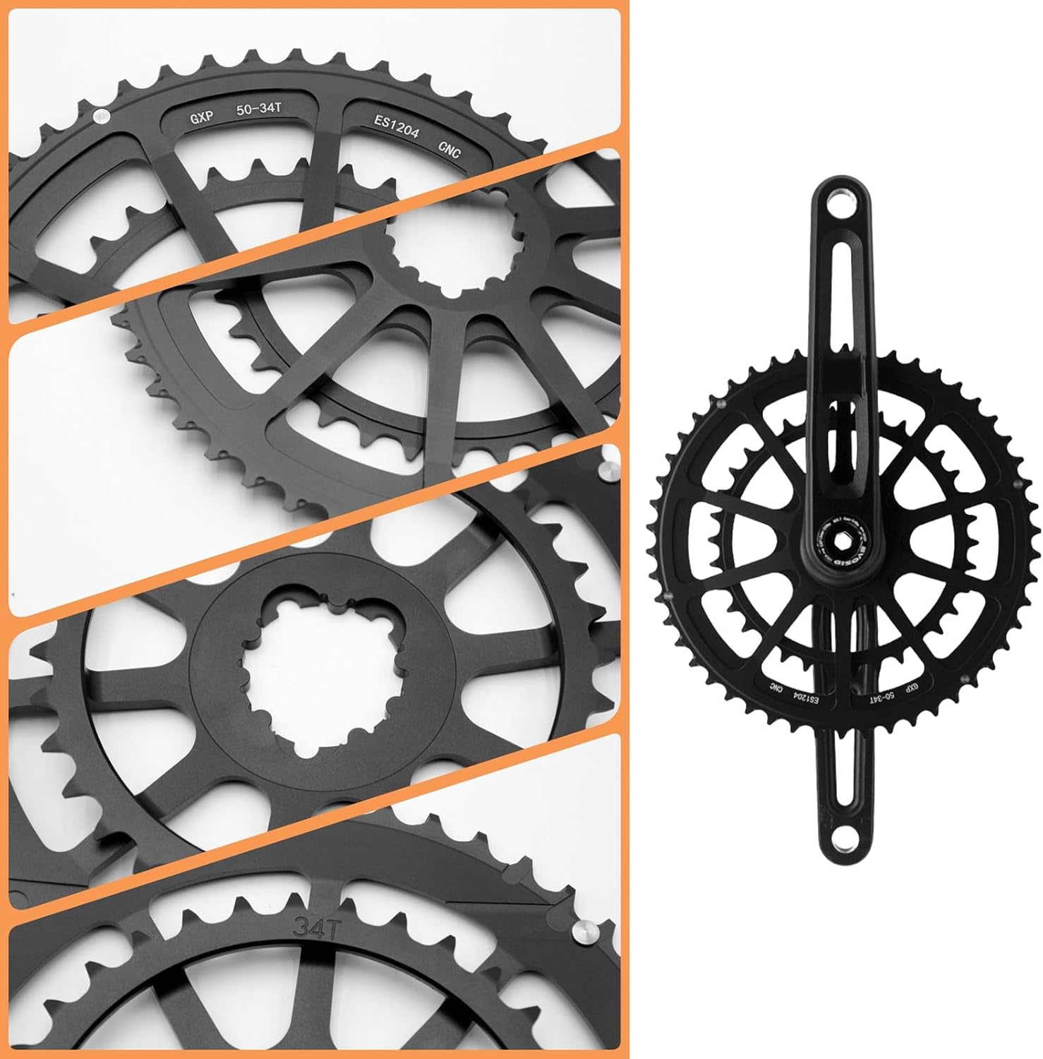 軽量金属ロードバイクチェーンリングセットバイクダブル交換 8/9/10/11/12 スピードダブルアルミに適しています
