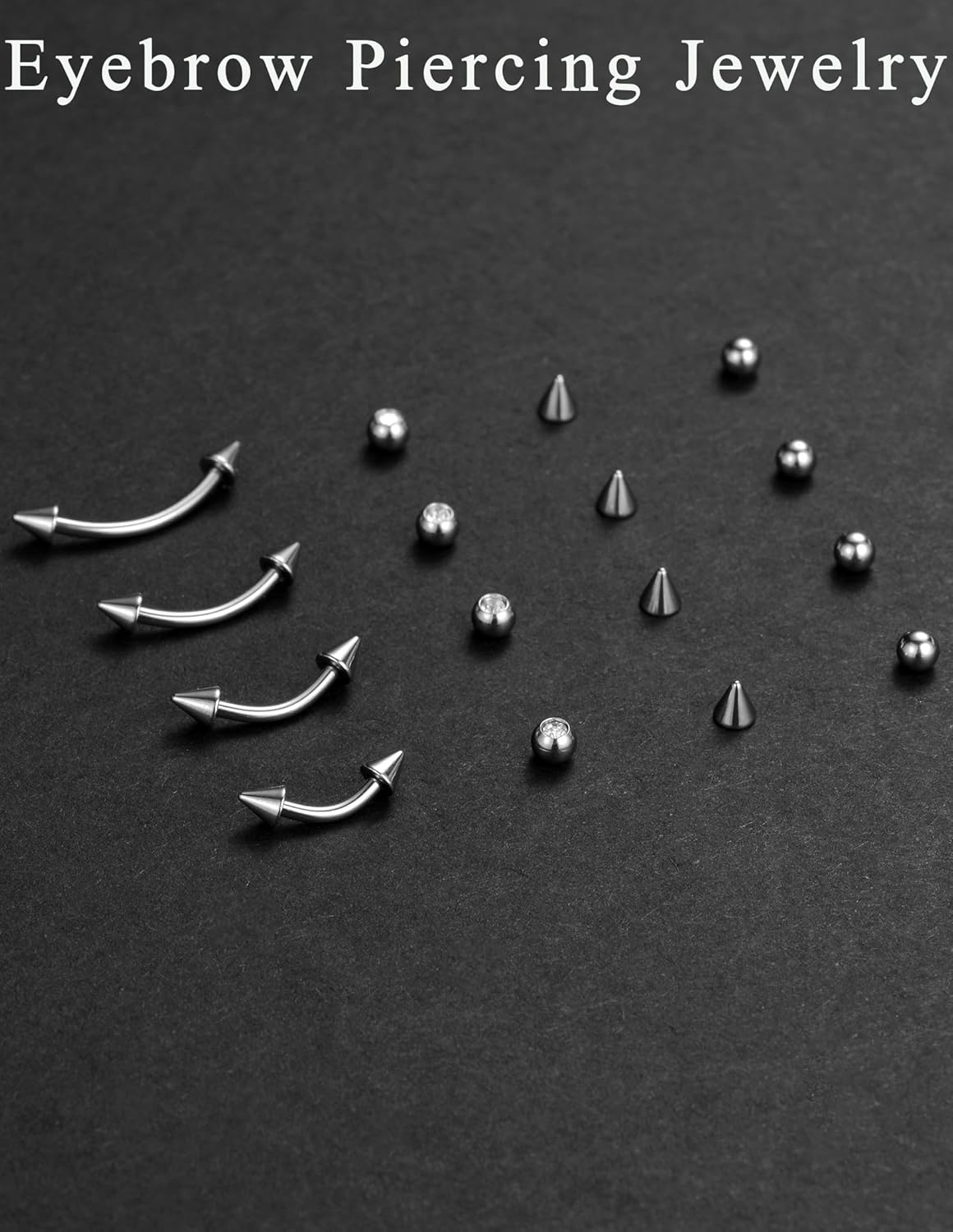 Eyebrow Piercing Jewelry 16G Surgical Steel Curved Barbell Tiny Eyebrow Ring Vertical Labret Lip Rook Helix Conch Daith Earring Navel Belly Button Tongue Rings for Women Men 6mm/8mm/10mm/12mm - Image 6