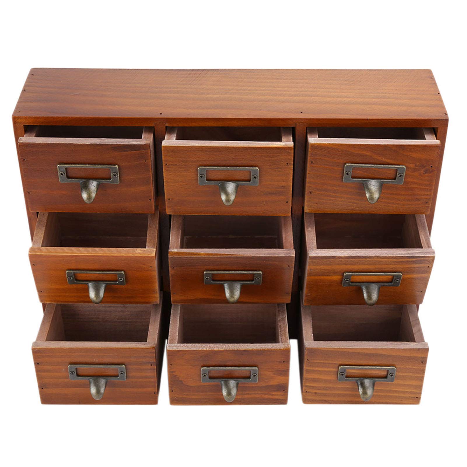 KIMISS Drewniane Pudełko do Przechowywania na Biurko z szufladą w Stylu Vintage - Wielowarstwowy, Zabytkowy Organizer na biżuterię - Idealny do Wystroju Domu i Biura (5042-01-(dziewięć