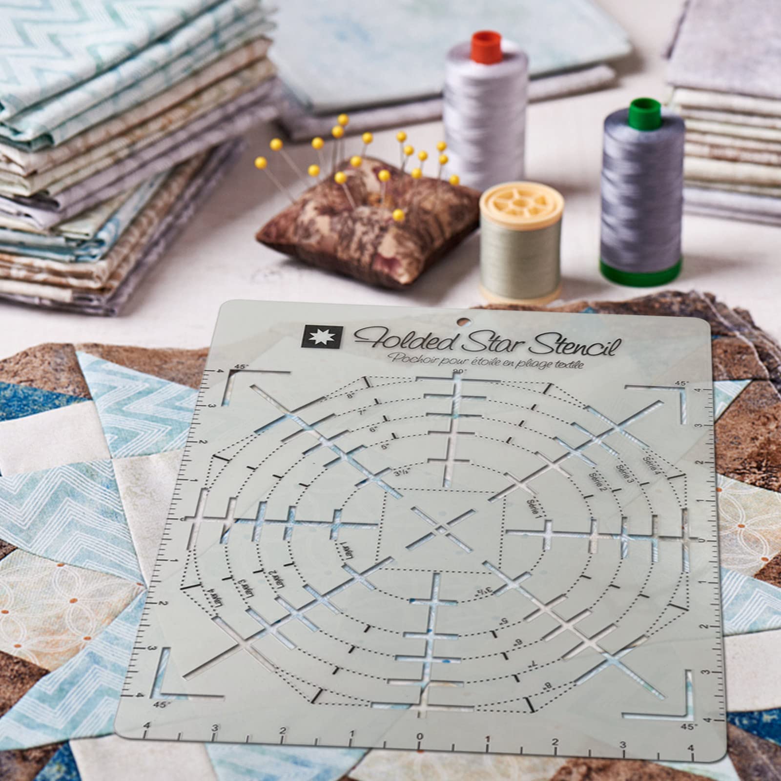 Folded Star Guide Template for Fabric,Morning Star Interfacing Template Suitfor Any Pattern Using an 8-Pt Star with 90 and 45 Degree Alignment (10 inch)