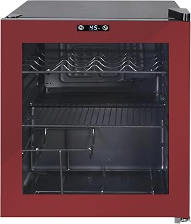 West Bend Beverage Cooler Refrigerator 15 Wine Bottle/60 Can Capacity, Glass Door, 17-Inch Wide Freestanding, Adjustable Thermostat Control, 1.6-Cu.Ft, Burgundy