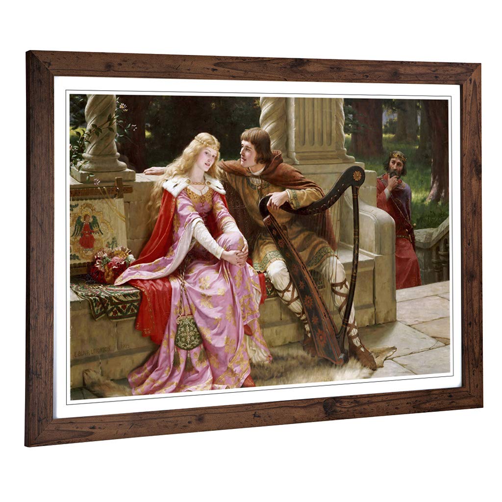 Big Box Art Framed Print of Edmund Leighton Tristan and Isolde Design | Wall Art Picture | Home Decor for Kitchen, Living Room, Bedroom, Hallway, Walnut, A2 / 24.5x18 Inch / 62x45cm