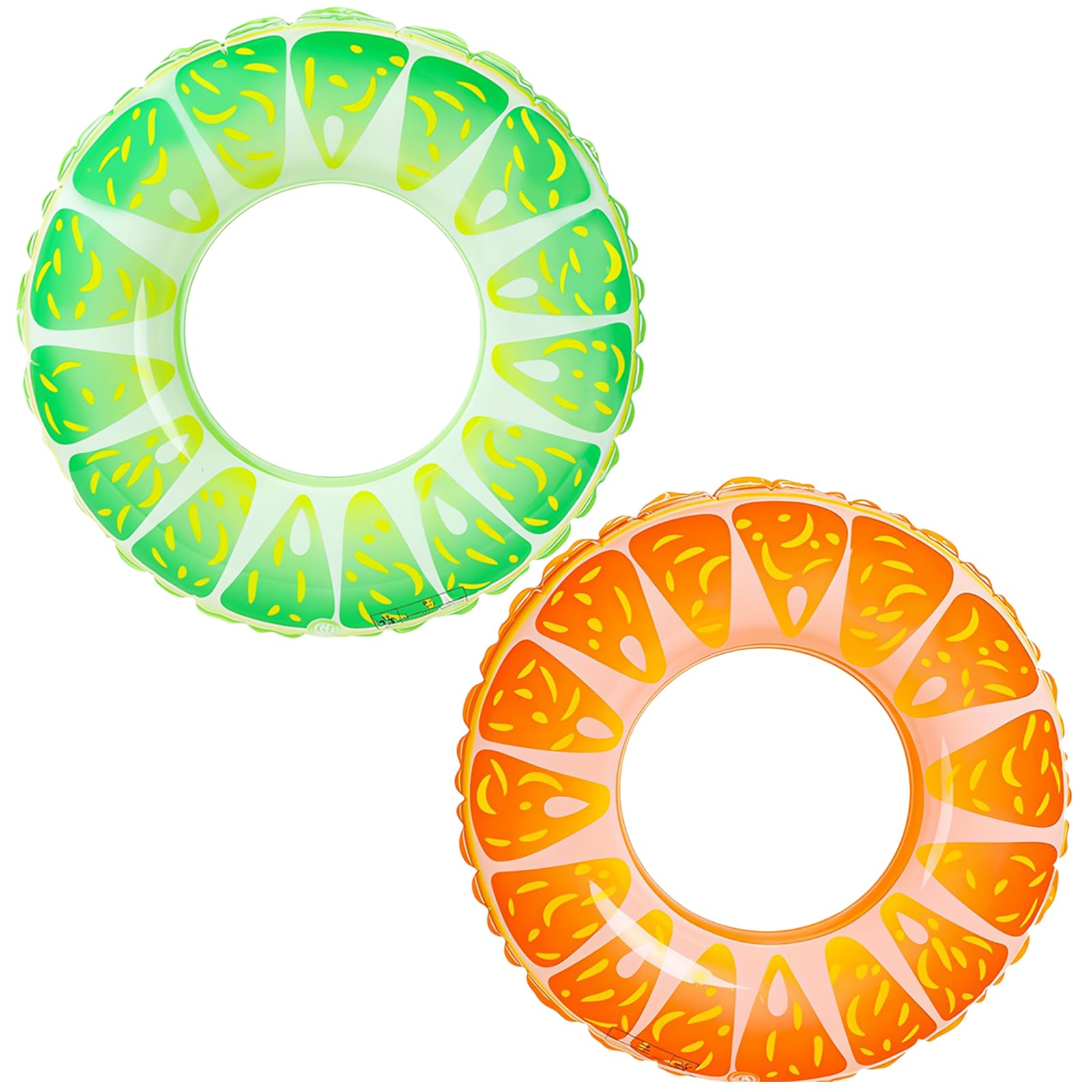 Inflatable Swimming Rings 70cm 2 Pack, Lemon Orange Fruit Pool Floats for Kids,Fruit Swim Ring Rubber Rings,Rubber Rings for Beach, Paddling Pool Garden Summer Toys
