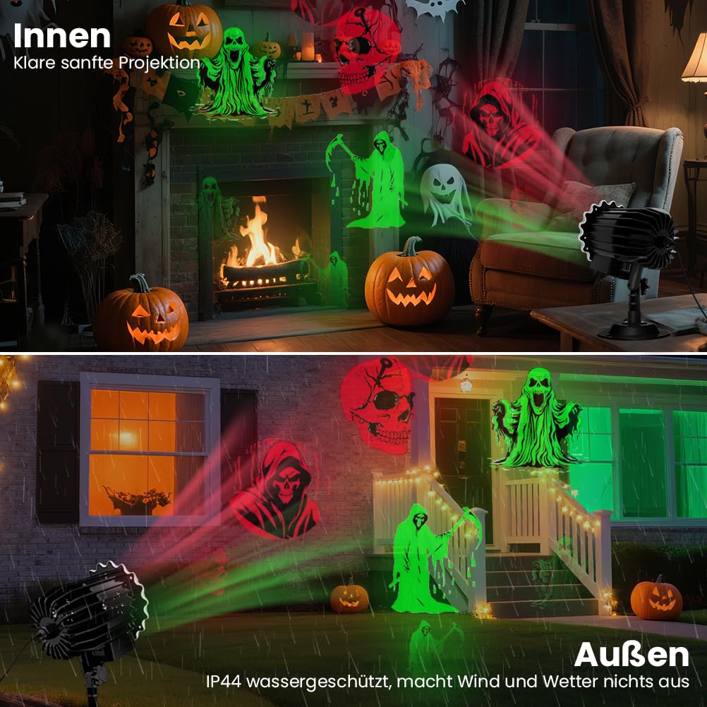 Halloween Projektor Outdoor 9W | Mit 4 Motiven Für Garten & Haus