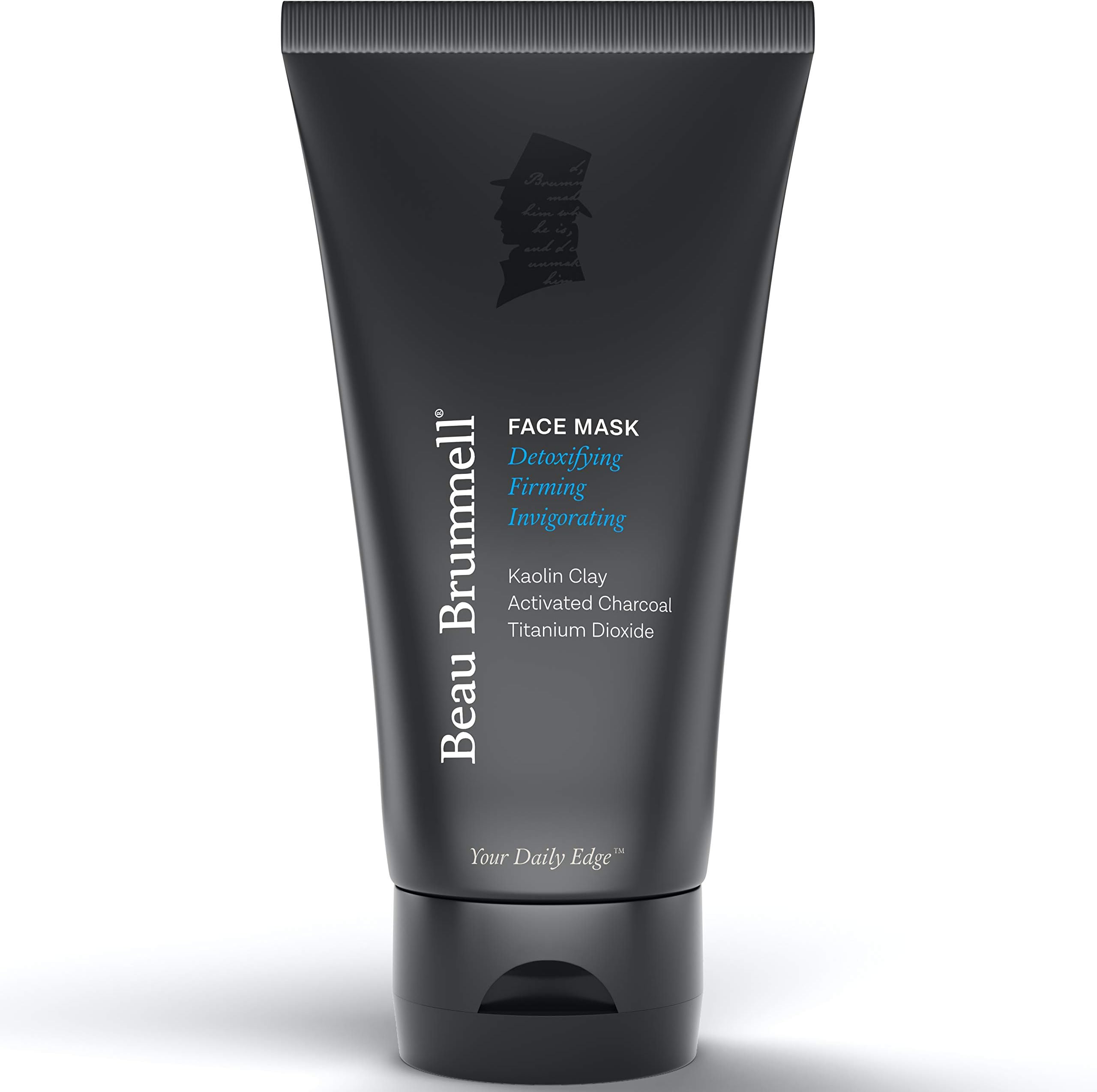 Beau Brummell Men’s Face Mask Detoxifying Facial Treatment with Kaolin Clay & Activated Charcoal | Deep Cleansing Formula | 5 FLOZ Tube Lasts Approx 6-Months |Made In USA