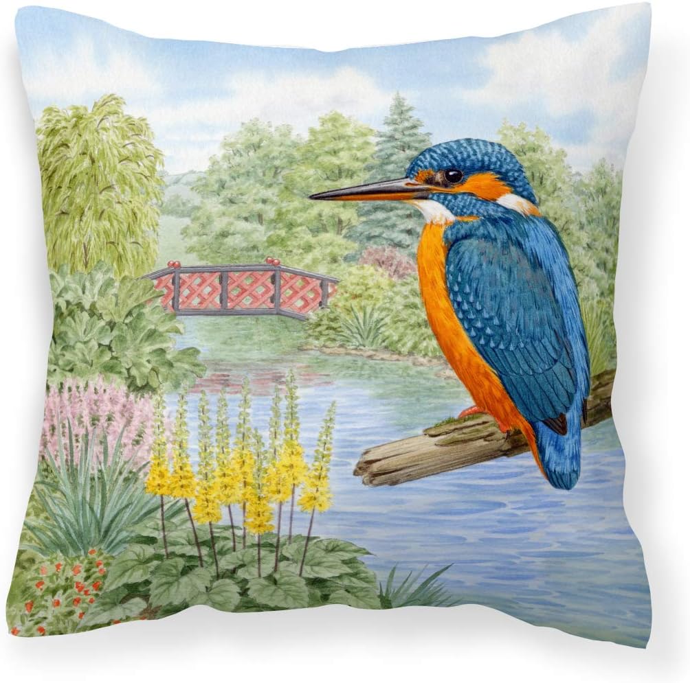 Caroline's Treasures ASAD0692PW1818 Kingfisher by Sarah Adams Fabric Decorative Pillow Machine Washable, Indoor Outdoor Decorative Pillow for Couch, Bed or Patio, 18Hx18W