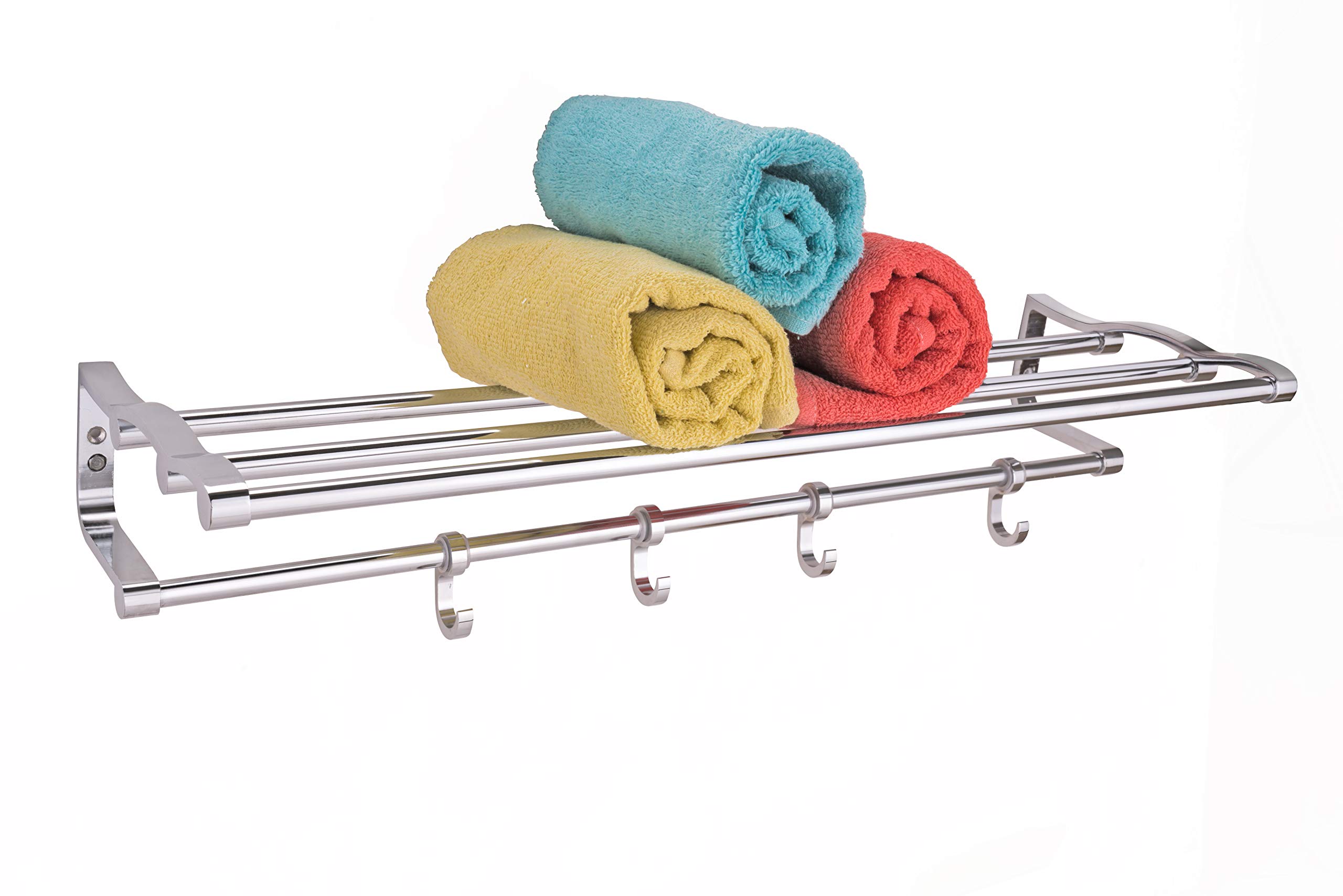 Fortune Stainless Steel Towel Rack with Towel Rod and Sliding Hooks for Bathroom Chrome Plated Towel Holder Size (24 INCH) (B085DXYPM2) Amazon Price History, Amazon Price Tracker