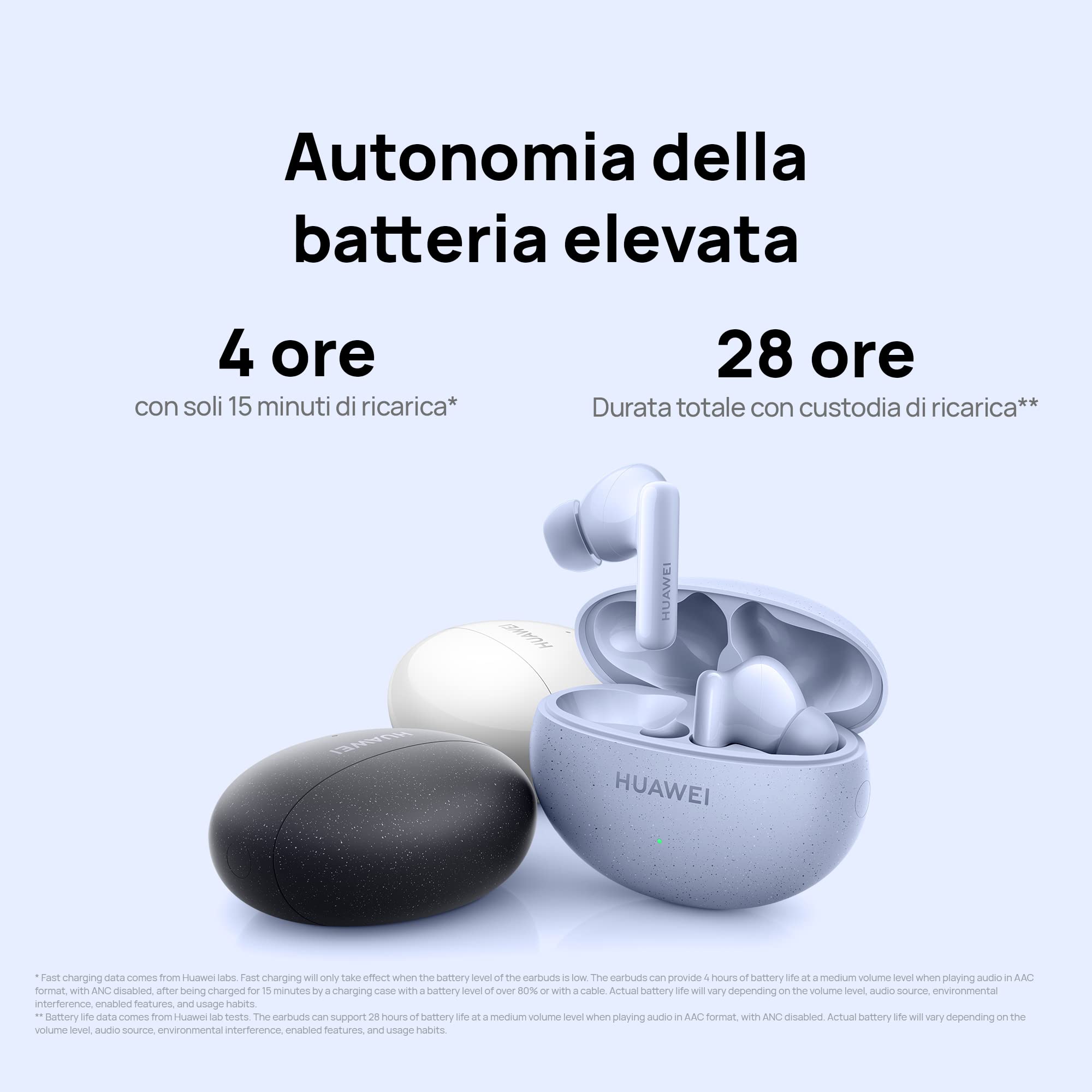HUAWEI FreeBuds 5i, Cuffie Bluetooth 5.2 Wireless, Audio Hi-Res, Blu | 3 Modalità ANC, fino a 28 ore di Autonomia, Comandi Touch, IP54, Connessione a 2 Dispositivi