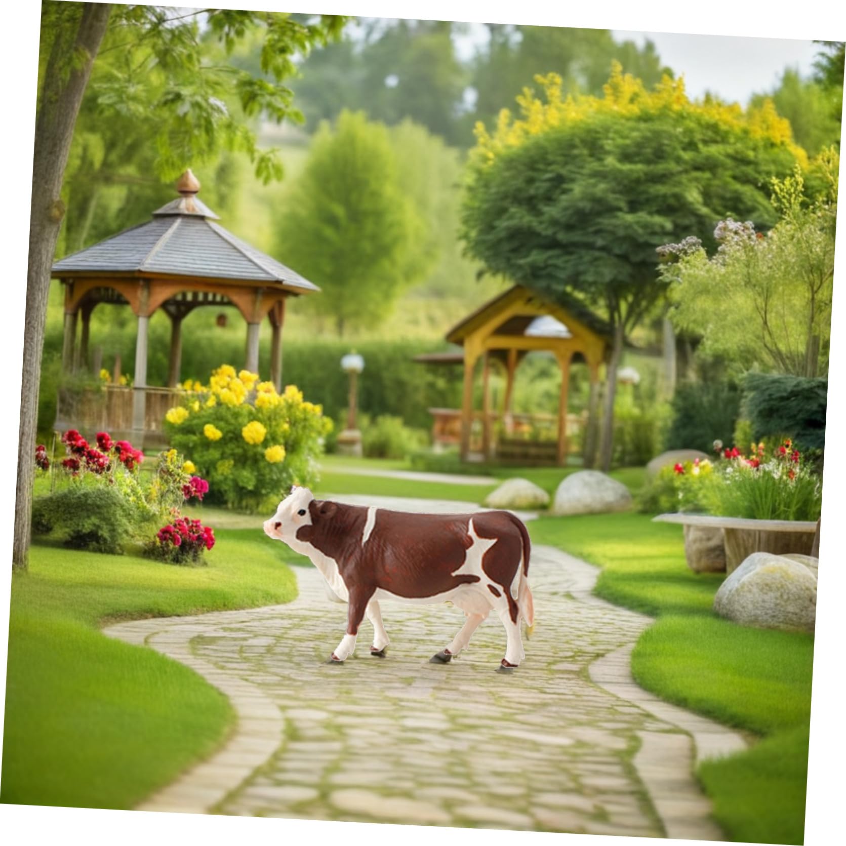 Alasum Modelo de Vaca de Granja 4 Piezas PVC Blanco para Niños