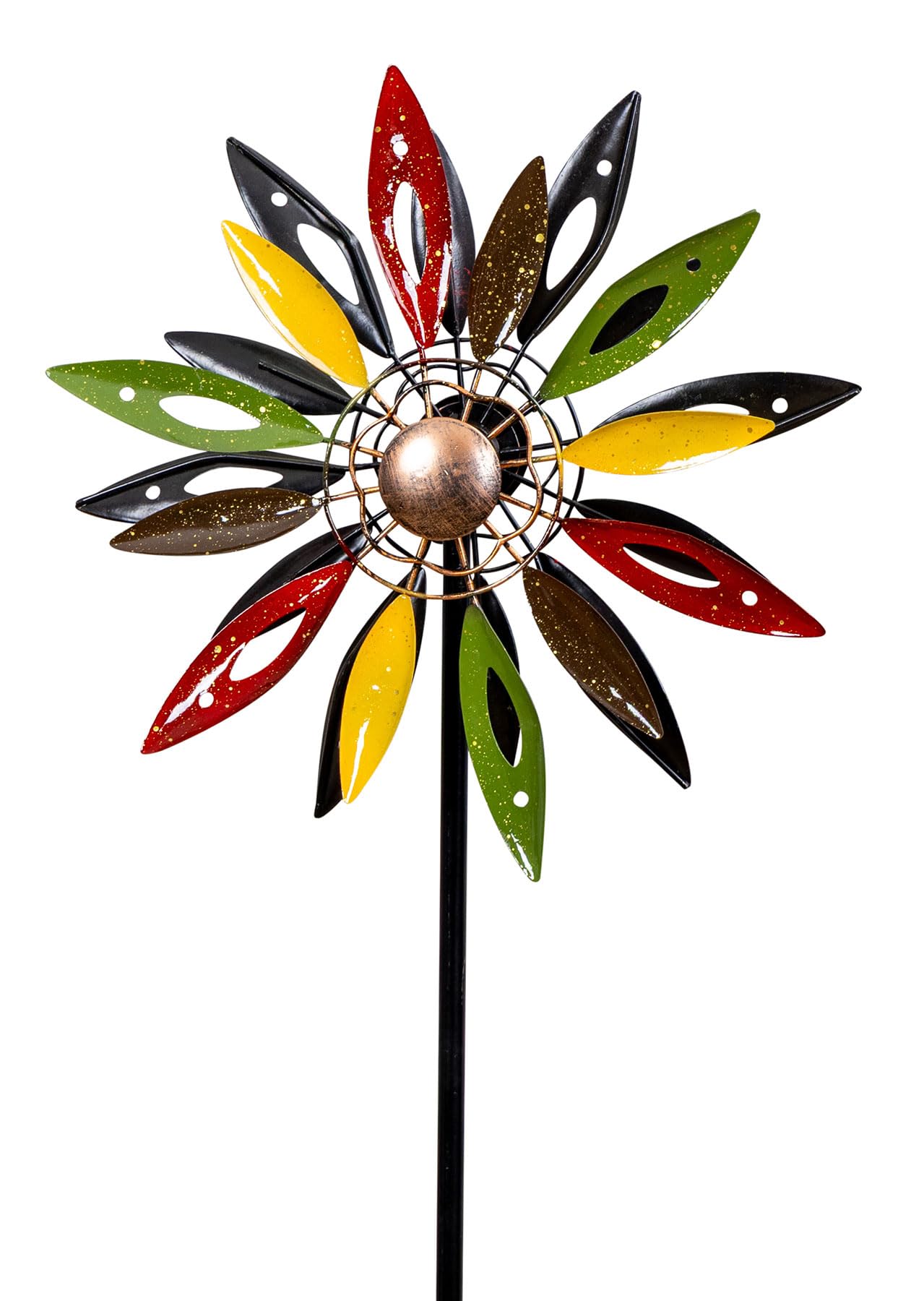 Gartenstecker Metall Windrad H120cm Blume Bunt Gartendeko Windmühle Windspiel Garten Metallstecker Blumenstecker Metallblume