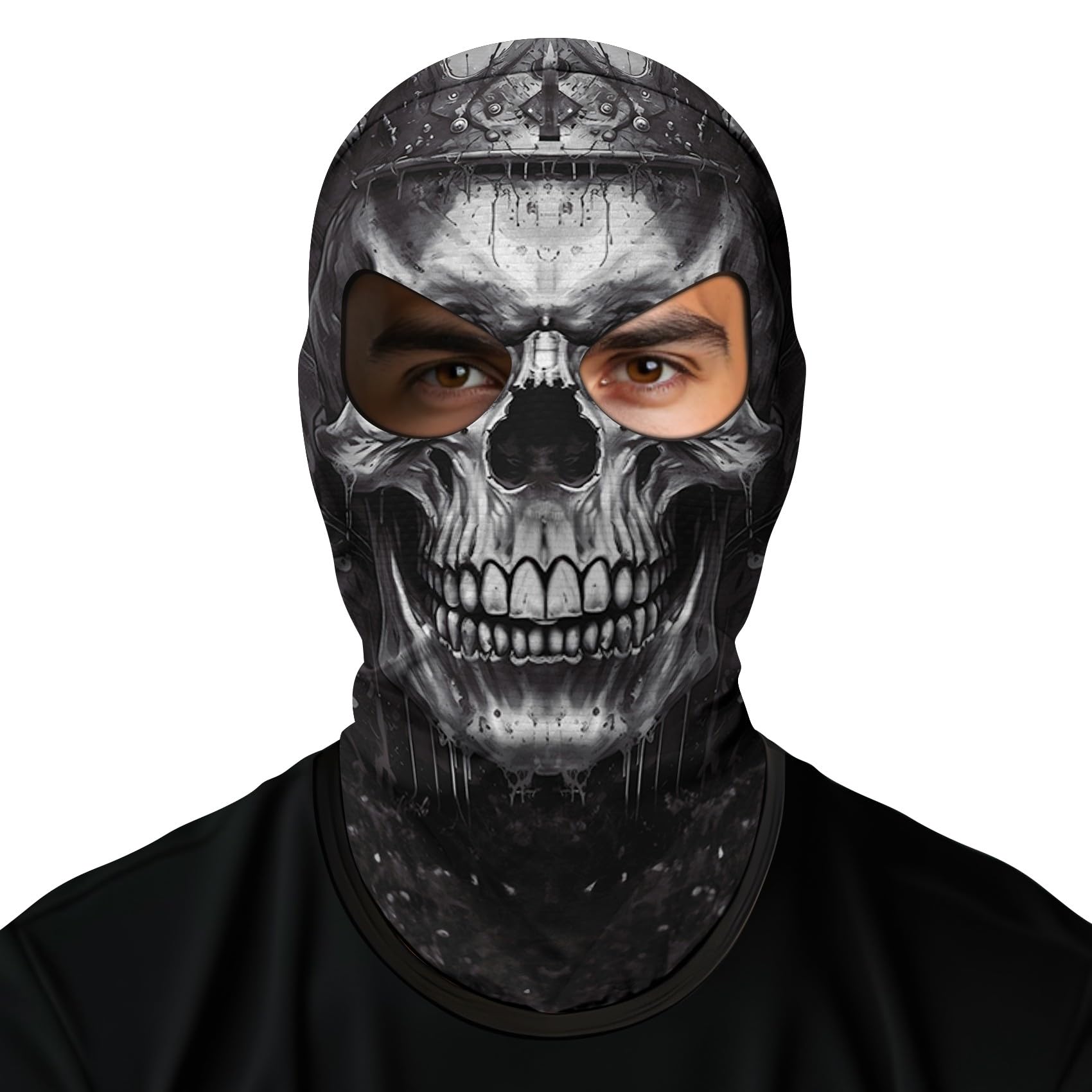 ShopINess Kominiarka 3D czaszka unisex dla dorosłych na motocykl sport imprezy Halloween i karnawał czaszka czarno-biała, Biały,, Talla única