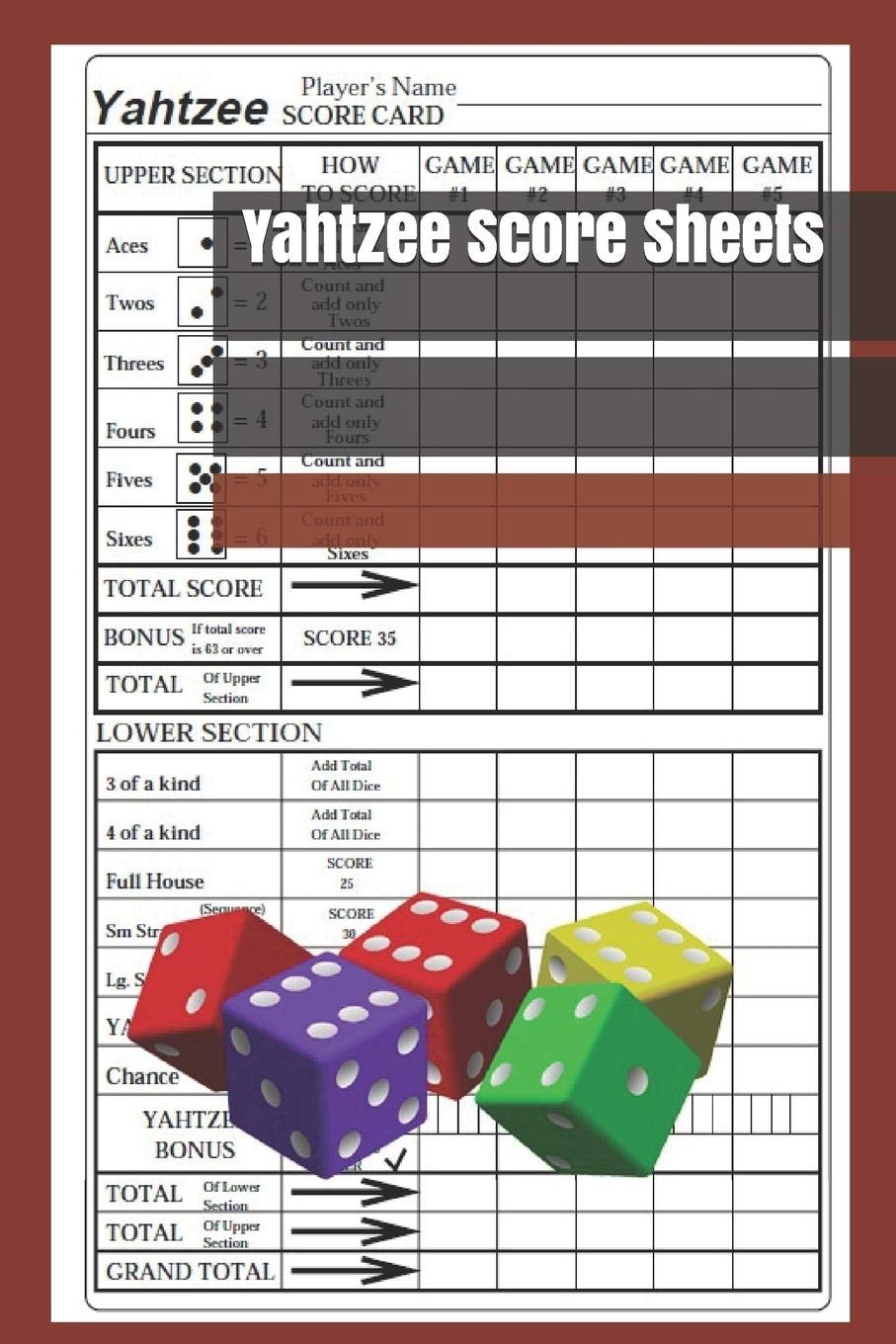 Buy Yahtzee Score Sheets Yahtzee Score Record Yahtzee Score Pads