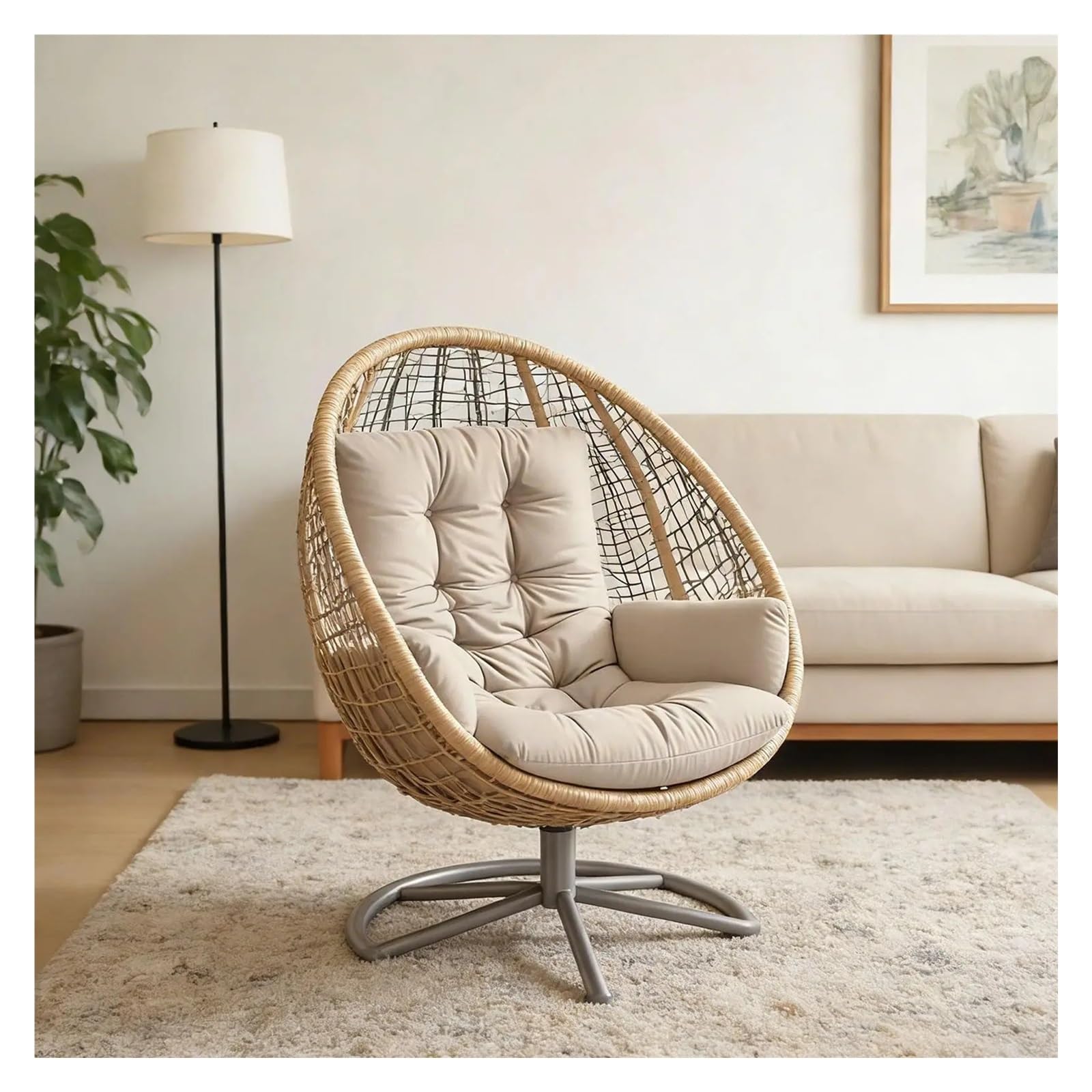 GHHZML Egg Chair Cushion Garden Swing Seat Pad, Chair Cushion, Outdoor Hanging For Patio Living Room(Khaki)