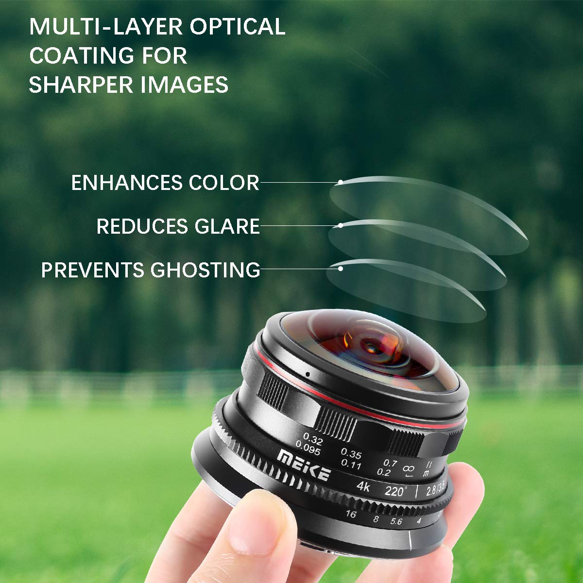Meike Objectif fisheye circulaire f2.8 de 3,5 mm avec mise au point manuelle 220 degrés compatible avec les appareils photo Olympus Panasonic Lumix M4/3 MFT monture GH4 GH5 GH6 OM-1