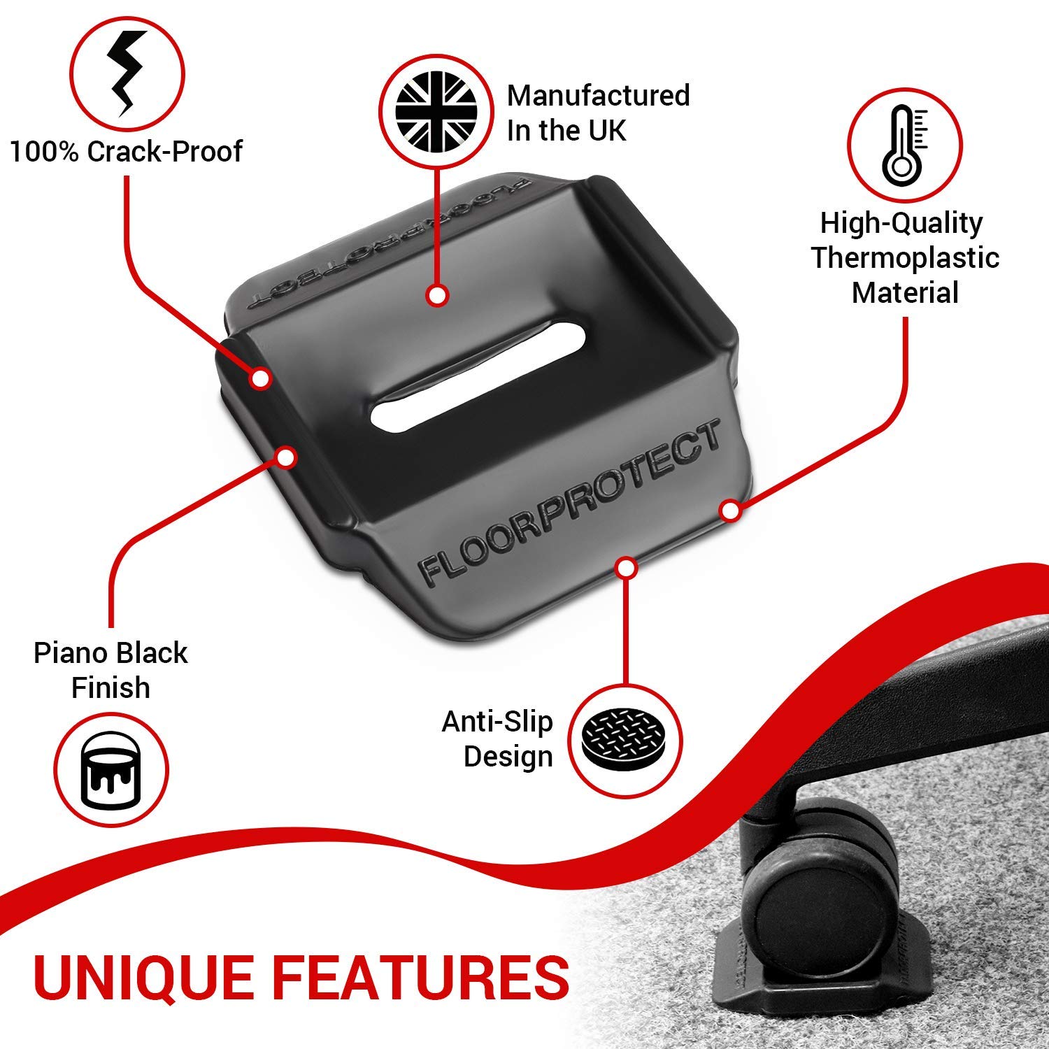 Buy Floor Protectors 4 PK Furniture Floor Protector Castor Cups for