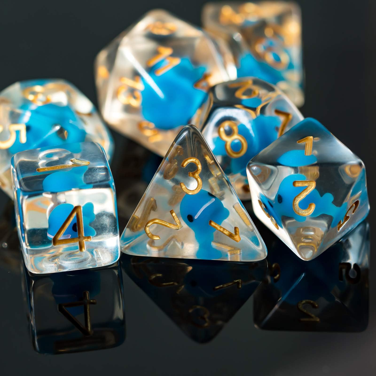 Cusdie Juego de dados poliédricos de 7 troqueles, de animales, para juegos de rol, Dragones y mazmorras (D&D), dados MTG Pathfinder (ballena)