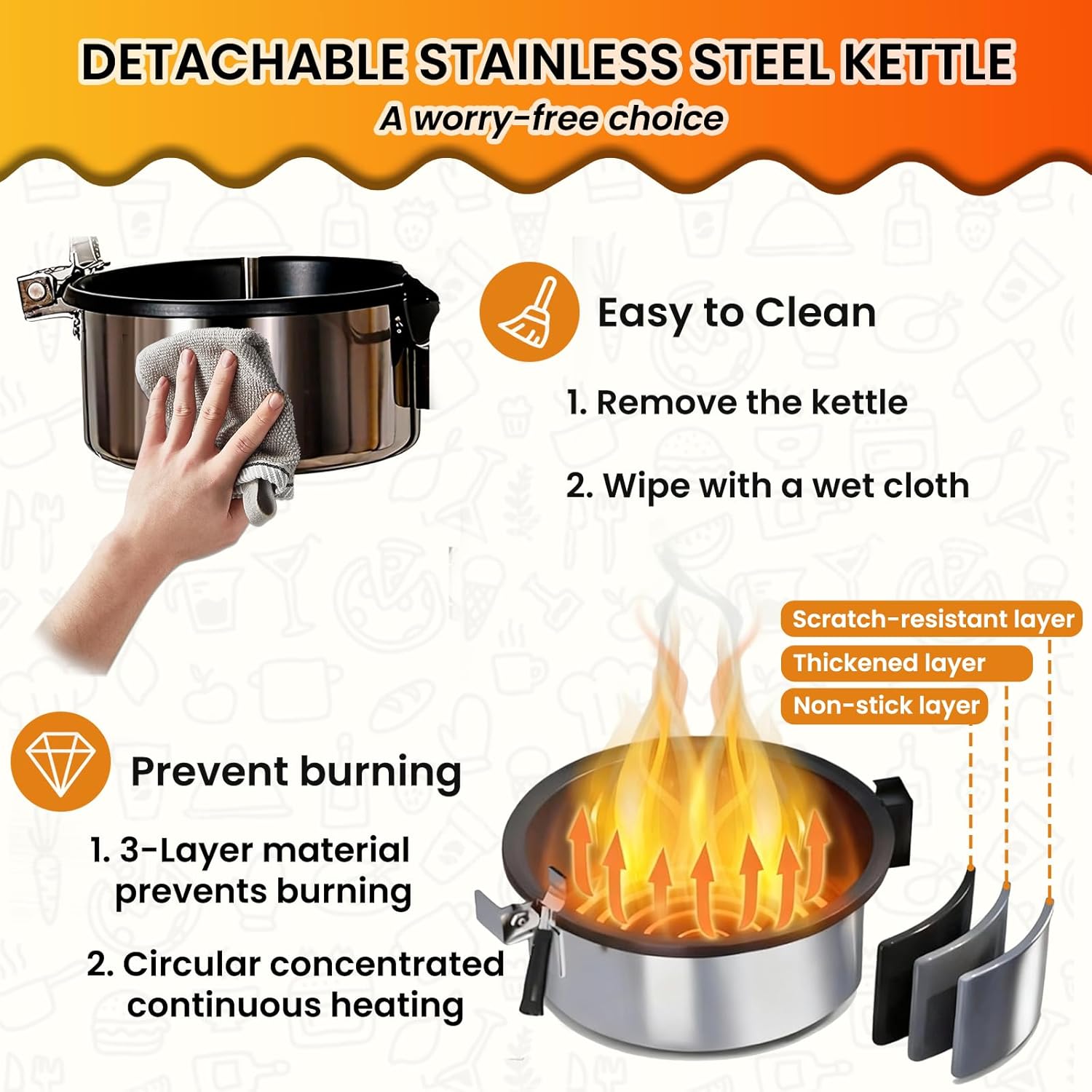 Commercial Popcorn Machine, 10 Oz Removable Kettle Countertop Popcorn Popper with Dual Warm System, 1300W Stainless Steel Popcorn Maker Tempered Glass for Home Theater, Party, Arcade, Snack Stand