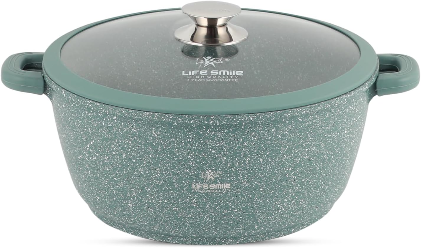 LIFE SMILE Cooking Pot - Multi Layer Non Stick Granite Coating 100% ...