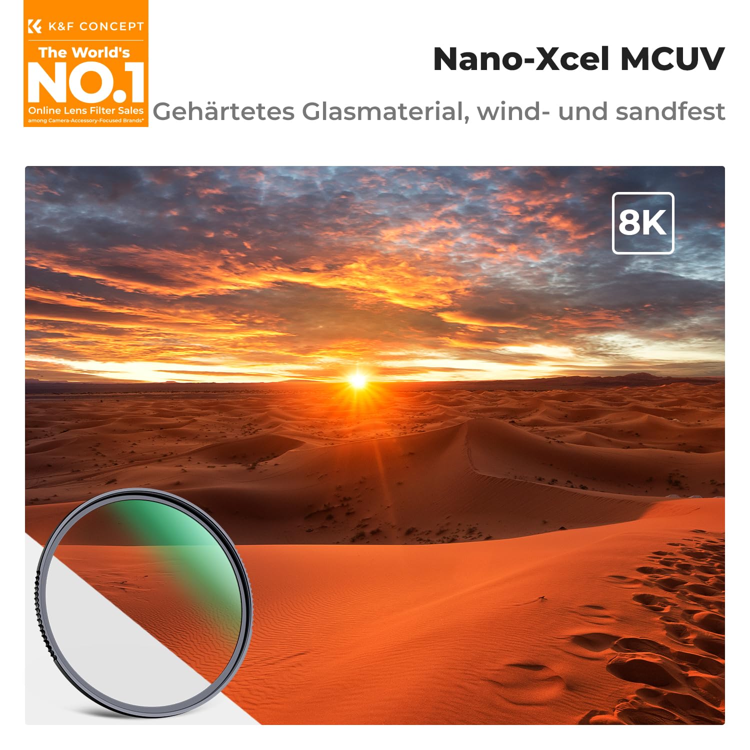 K&F CONCEPT UV Filter 82mm,9H Härte Schutzfilter,Sturzschutz (Nano Xcel)