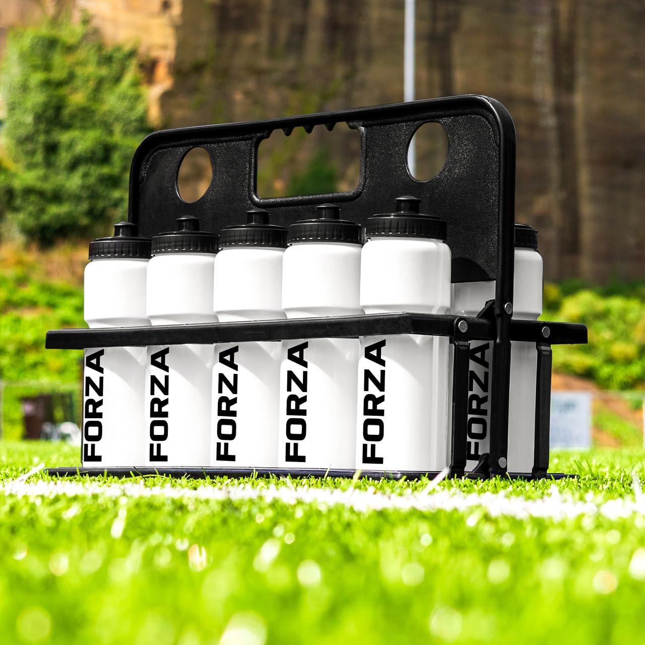 Forza White 10 Water Bottles & Carrier [750Ml] - Bpa Free Plastic - Variety Of Colours (White)