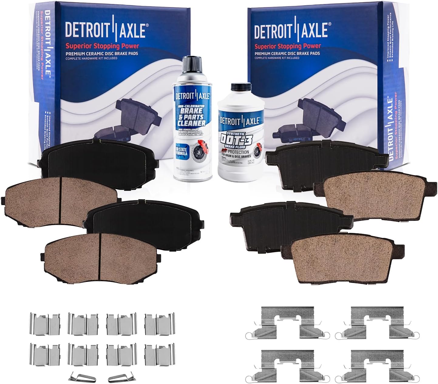 Detroit Axle - Brake Pads for 07-10 Ford Edge Lincoln MKX 07-15 Mazda CX-7 CX-9 Ceramic Brakes Pads w/Hardware Front and Rear 2007 2008 2009 2010 Replacement