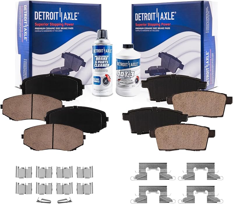 Pastilhas de freio cerâmicas Detroit Axle para Ford Edge, Lincoln MKX e Mazda CX-7/CX-9 – Kit dianteiro e traseiro