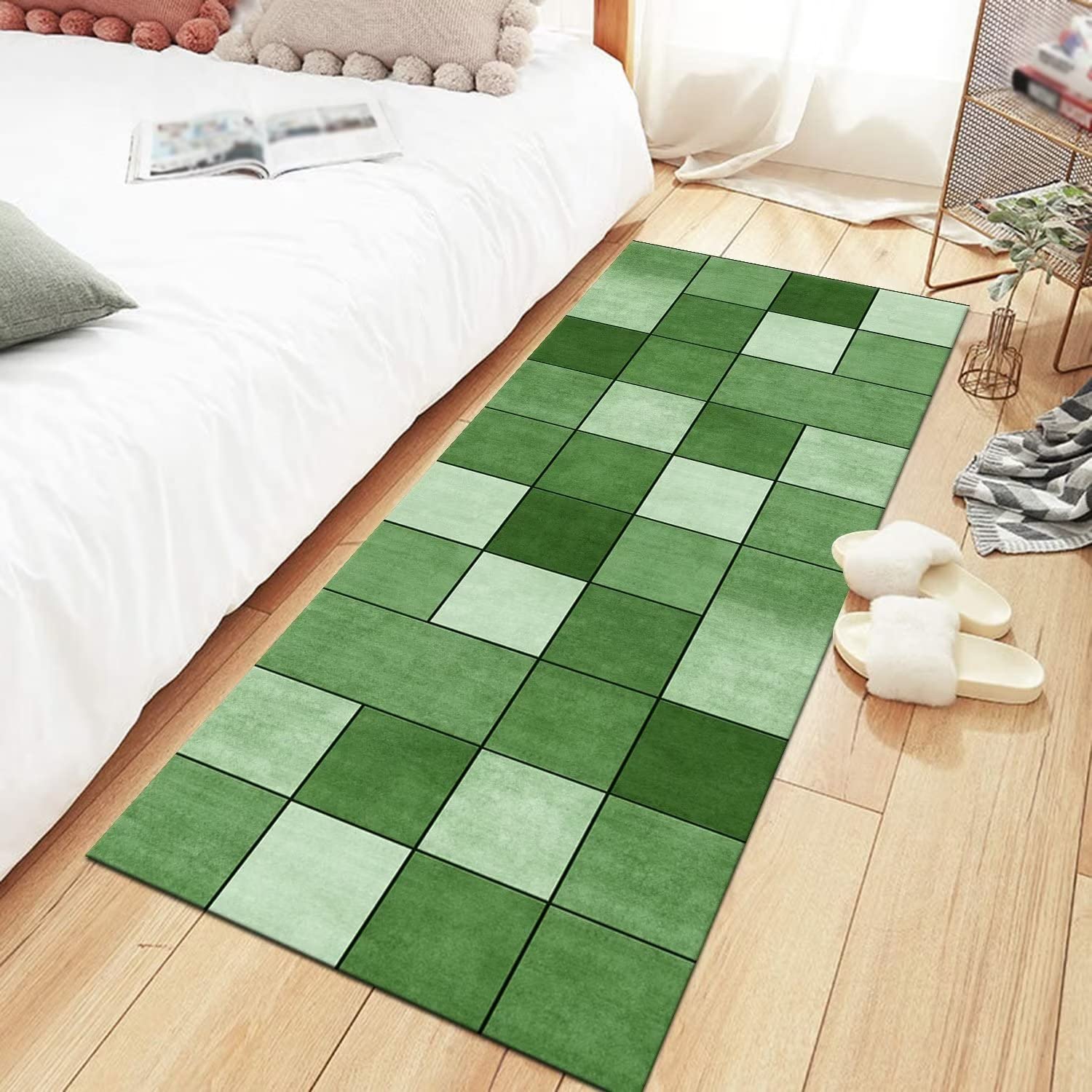Tapijtloper Vloerkleed Lang Antislip Wasbare Keukenloper Gangtapijt 110X300CM Keukentapijt Lopers Turquoise Bloemen Keukenmat per meter Slaapkamer Woonkamer Kinderkamer Tapijtpads Breedte 40-120cm
