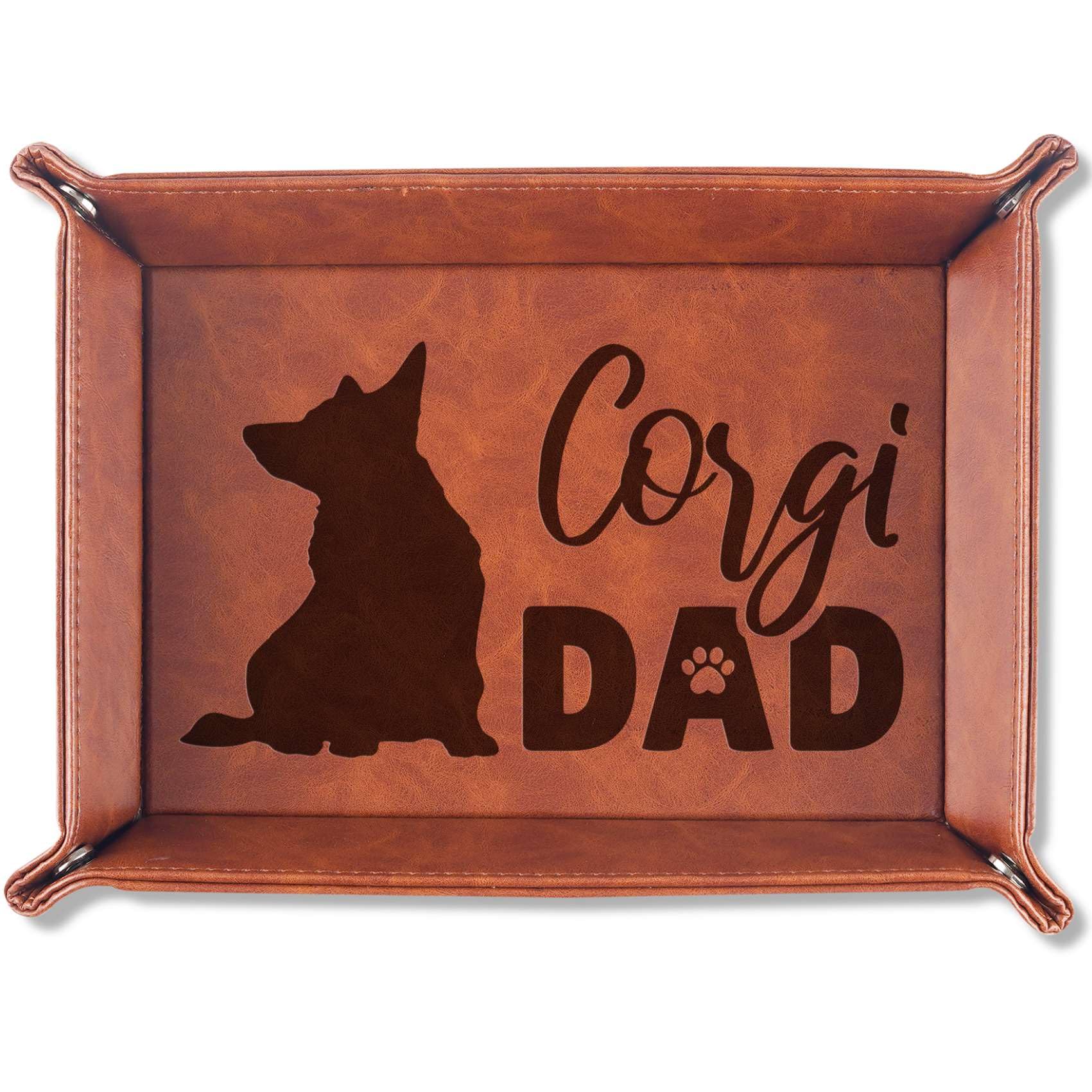 InnoBeta Corgi Gifts for Corgi Lovers, Corgi Dad Gifts, Corgi Valet Tray for Him, Men, Boyfriend, Husband, Dad, Desktop Organizer PU Leather Tray