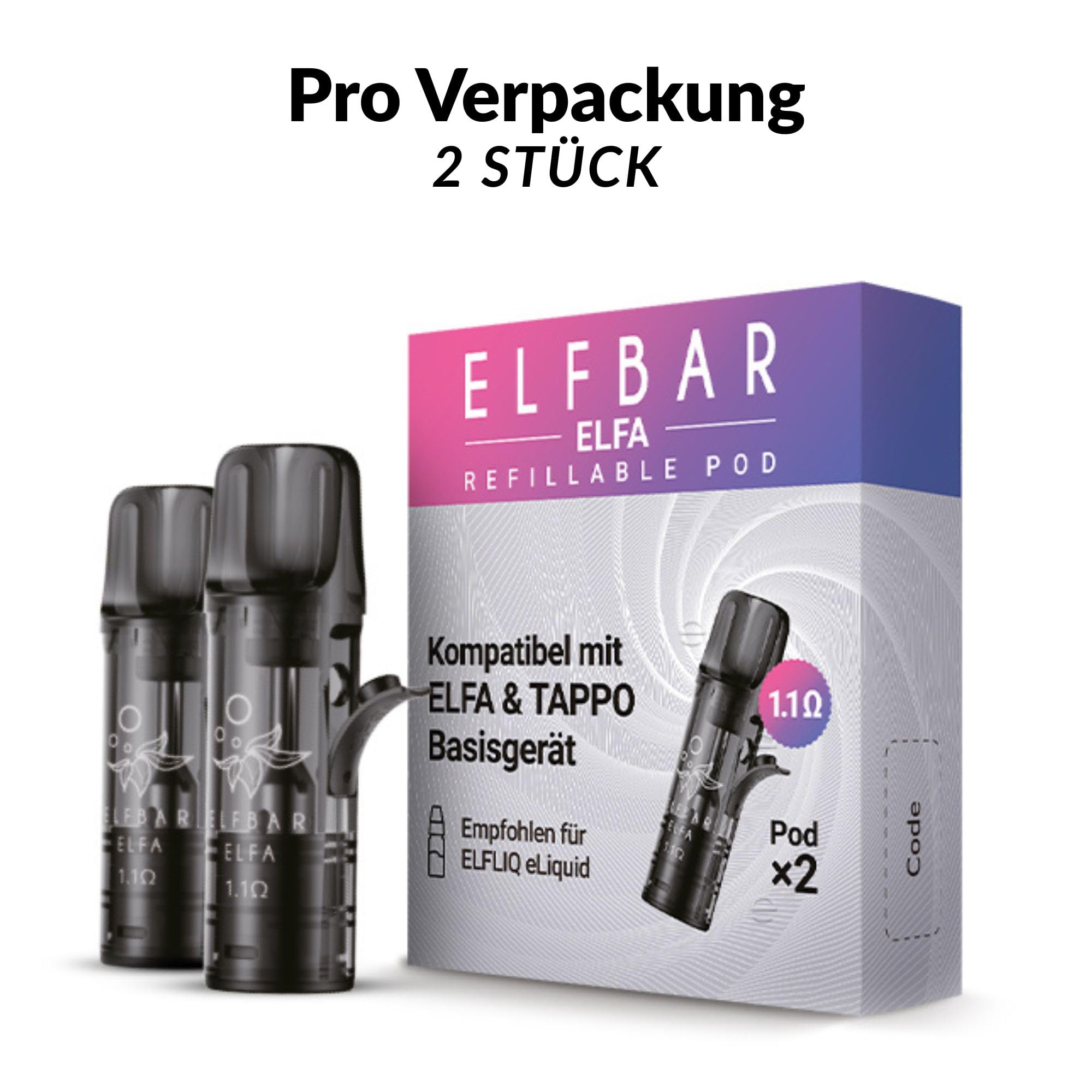 Elfbar Elfa Pods Leerpods 2er Pack, Refillable, nachfüllbar, Mesh Coil,  E-Zigaretten Vape Zubehör, Ohne E-Liquid, Ohne Nikotin, kompatibel mit Elfa  Turbo: Amazon.de: Elektronik & Foto