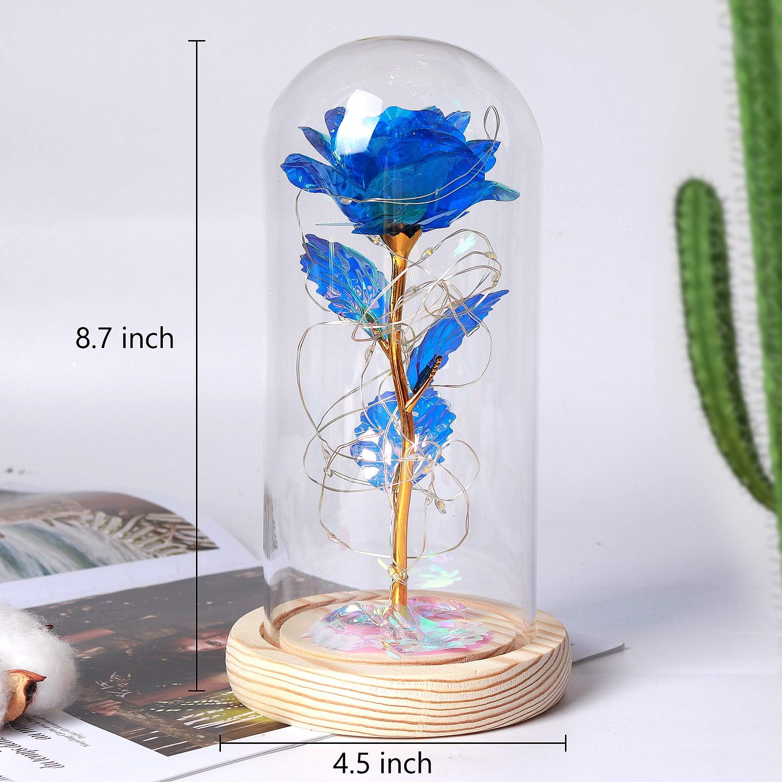 Rosa Eterna Bella E La Bestia - Con Cupola Di Vetro E Luci LED, Regalo Romantico - Foto 1