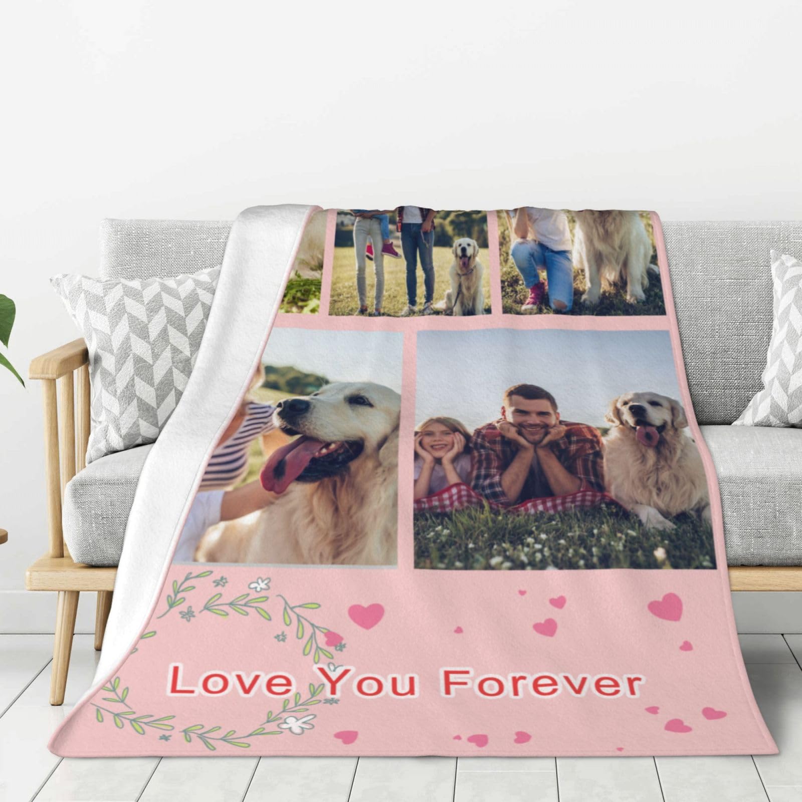 Pet Memorial Blankets Personalized Custom Dog or Cat Photo Blanket Remembrance Gift - Consolati Gifts for Grieving Pet Owners
