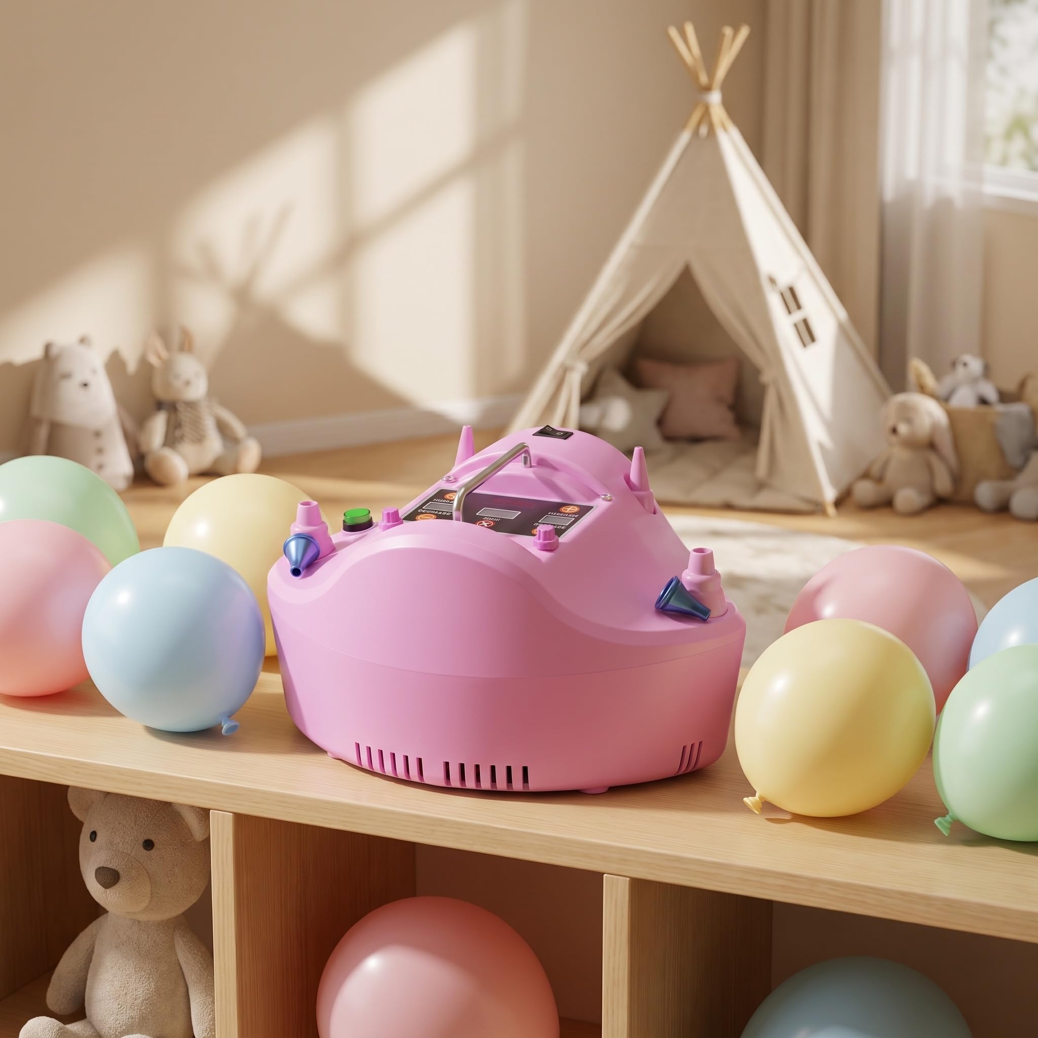 Pompa Elettrica per Palloncini, Gonfiatore Portatile A Doppio Ugello da 1200 W con Timer Digitale, Ideale per Compleanni, Feste, Matrimoni E Decorazioni per Eventi.