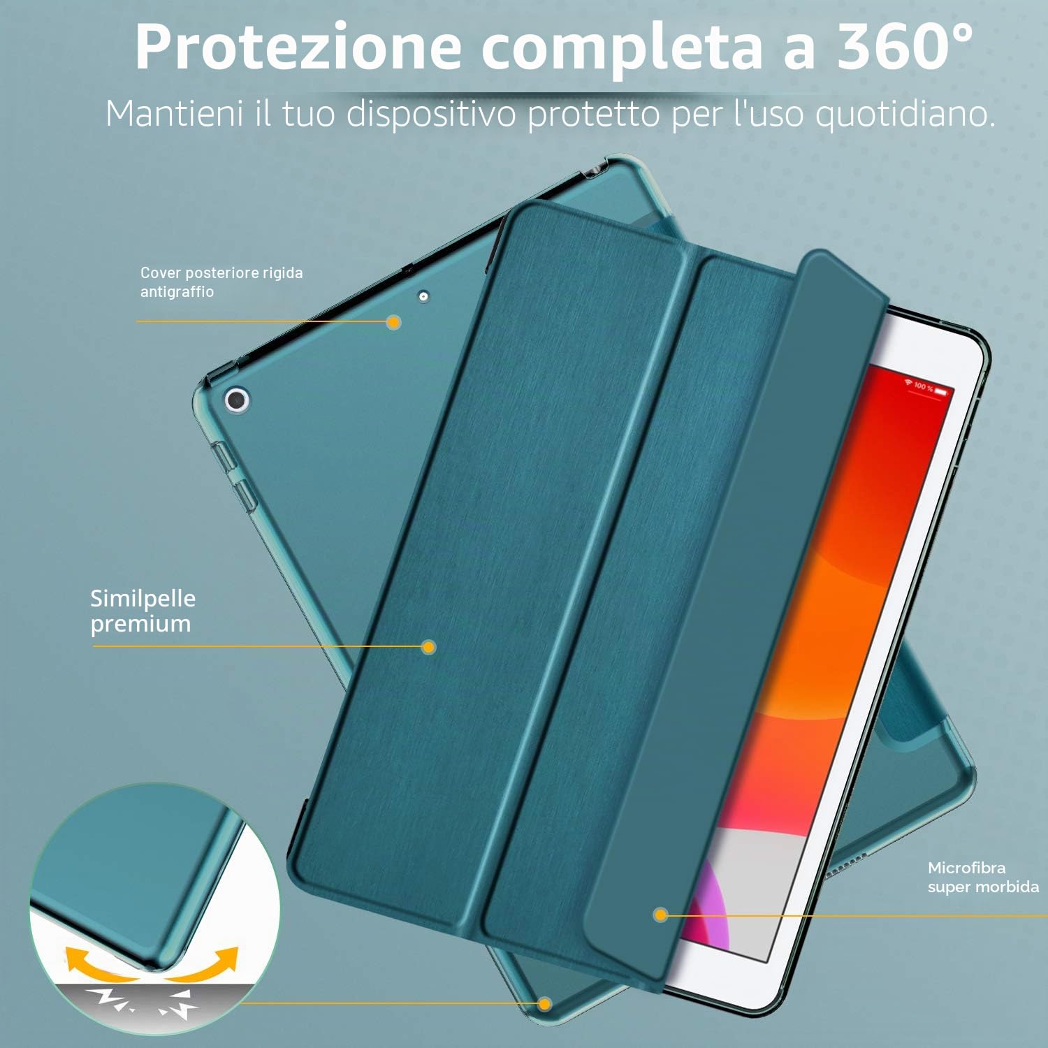 EasyAcc Custodia Smart Cover Traslucida per iPad 9.7" 2018 2017 A1822 A1823 A1954 A1893
