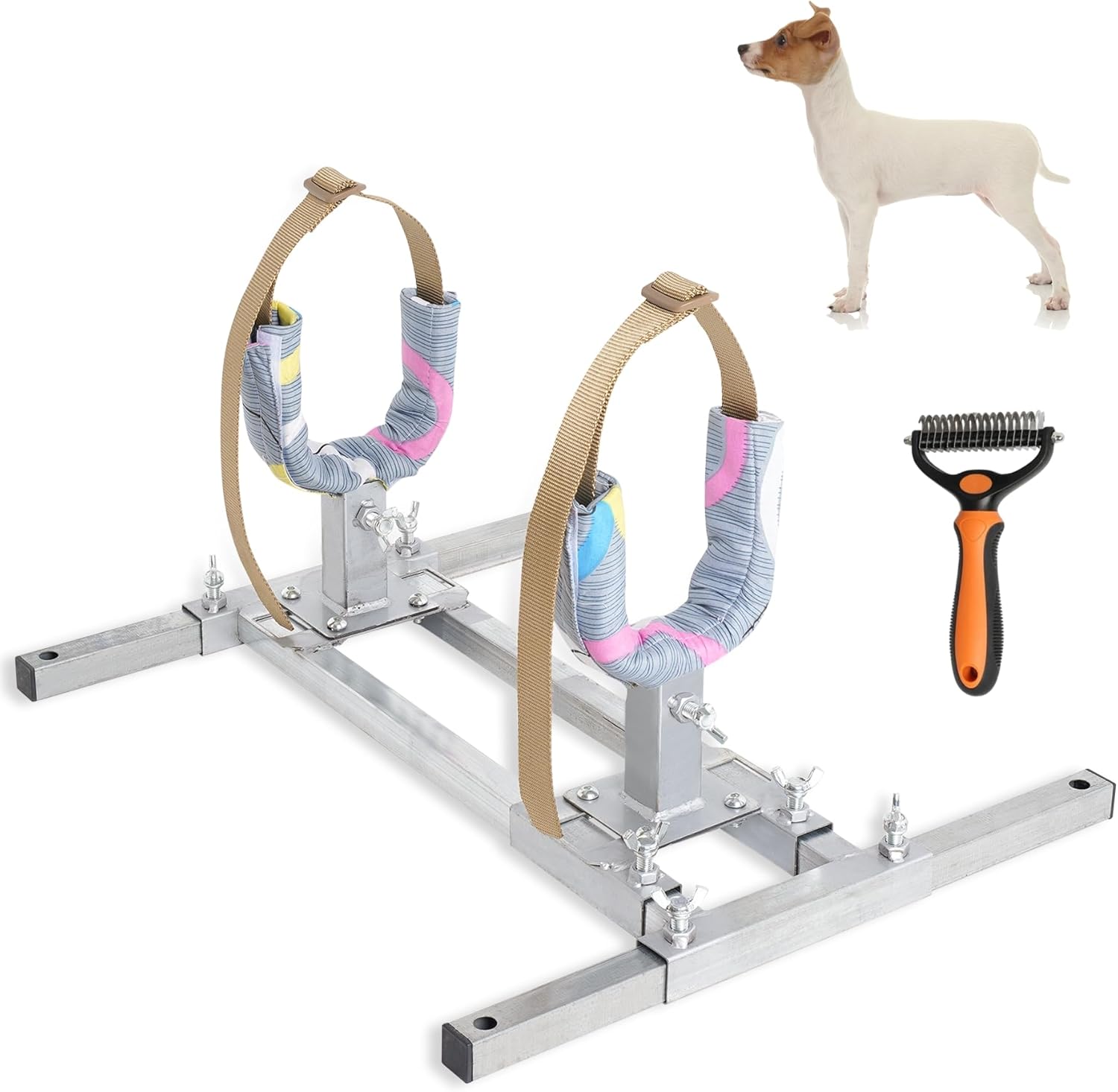Dog Breeding Stand（Multi-Specification） Stainless Steel Dog Breeding Stand，Shoulder height 5.9in-13.8in，Adjustable Dog Breeding Stand for Miniature Dog,Dog Breeding Rack