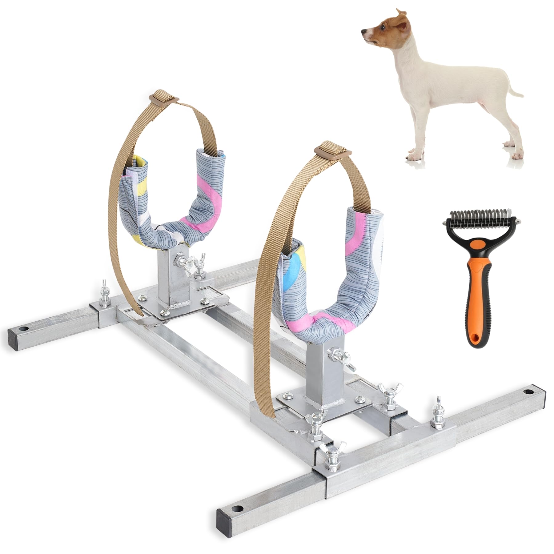 Mezurun Dog Breeding Stand（Multi-Specification） Stainless Steel Dog Breeding Stands，Shoulder height 5.9in-13.8in，Adjustable Dog Breeding Stand for Miniature Dog,Dog Breeding Rack