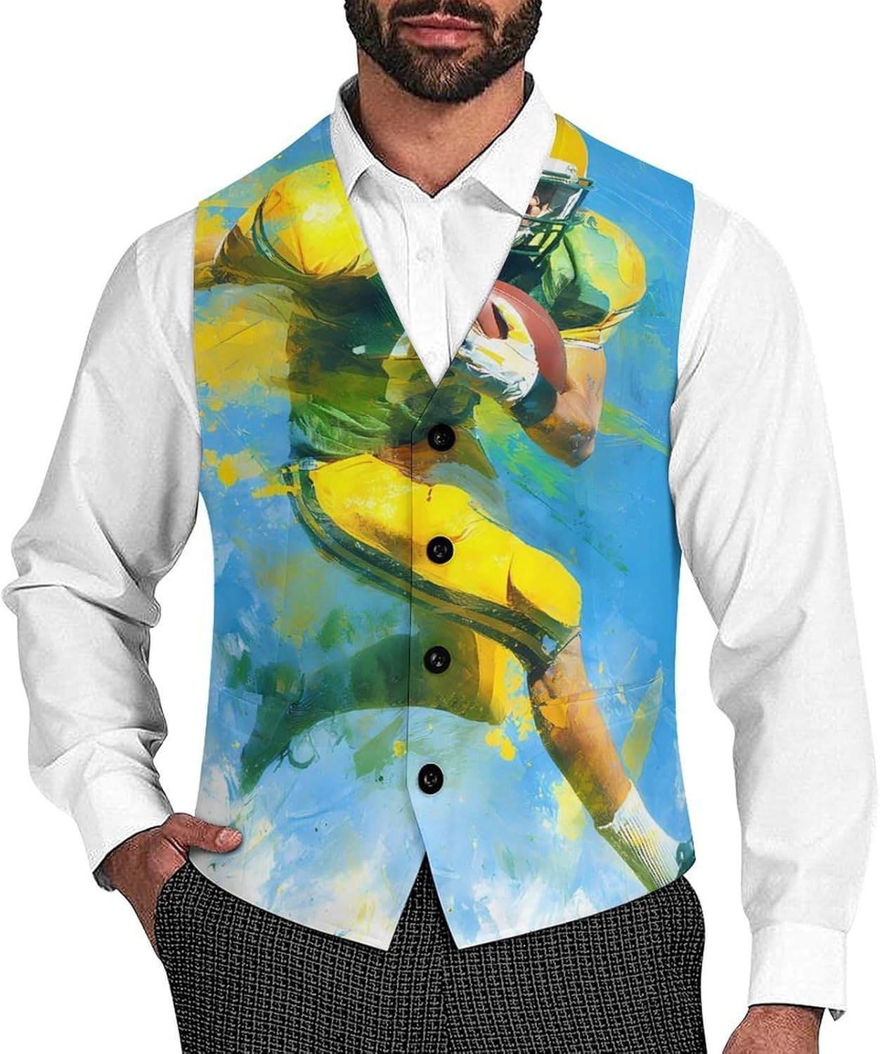 Football Player U.S.A. Men's Suit Vest Business Tuxedo Dress Vests Waistcoat Wedding Party