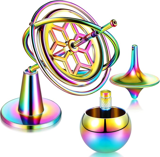 Lenwen 3 Pieces Precision Gyroscope Toy Spinner Top Toy