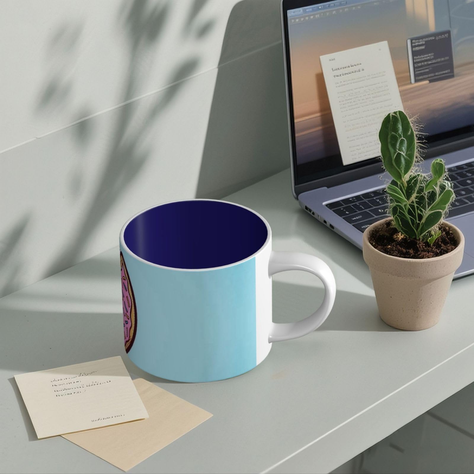 Kubki ceramiczne o dużej pojemności z nadrukiem donutowym filiżanka do kawy