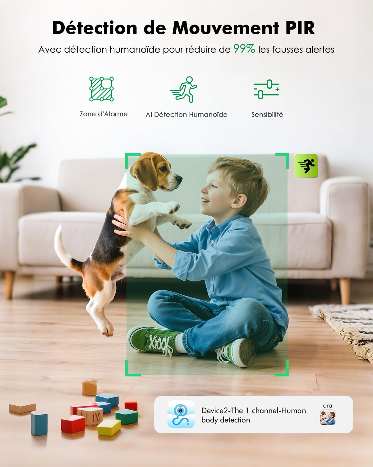 2.5K 4MP Camera Surveillance WiFi Interieur sans Fil, 360° Caméra Batterie (2.4G/5G), Vision Nocturne Couleur, Audio Bidirectionnel, Détection de Mouvement, pour de Bébé/Animaux/Domestique