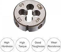 Vista 3 de uxcell Juego de llaves de mango de troquel, M7 x 0.5 roscado redondo y 0.984 in (dados M7-M9) soporte ajustable herramienta de mano