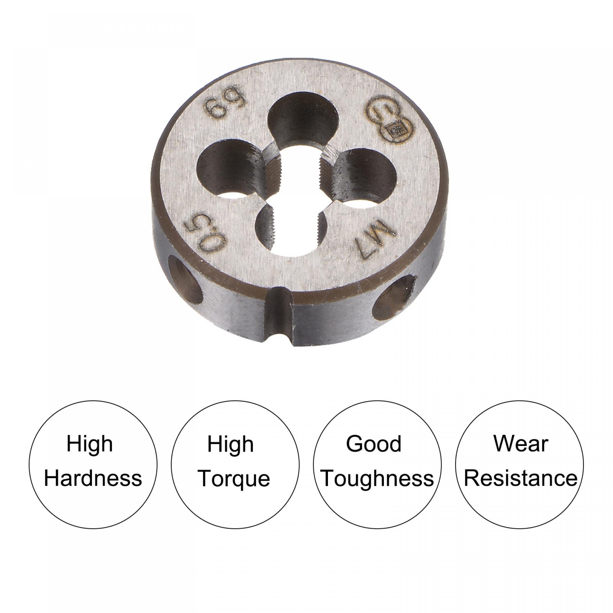 Filière Filetage M9 X 0,5 Ronde + Porte-filière 25mm Réglable - Kit Outil De Filetage Précis Sourcing Map
