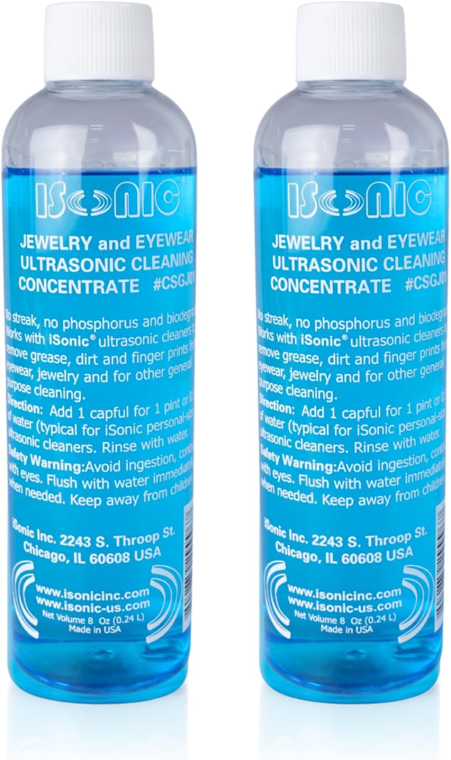 iSonic - CSGJ01x2 CSGJ01-8OZx2 Ultrasonic Jewelry/Eye Wear Cleaning Solution Concentrate (Pack of 2)