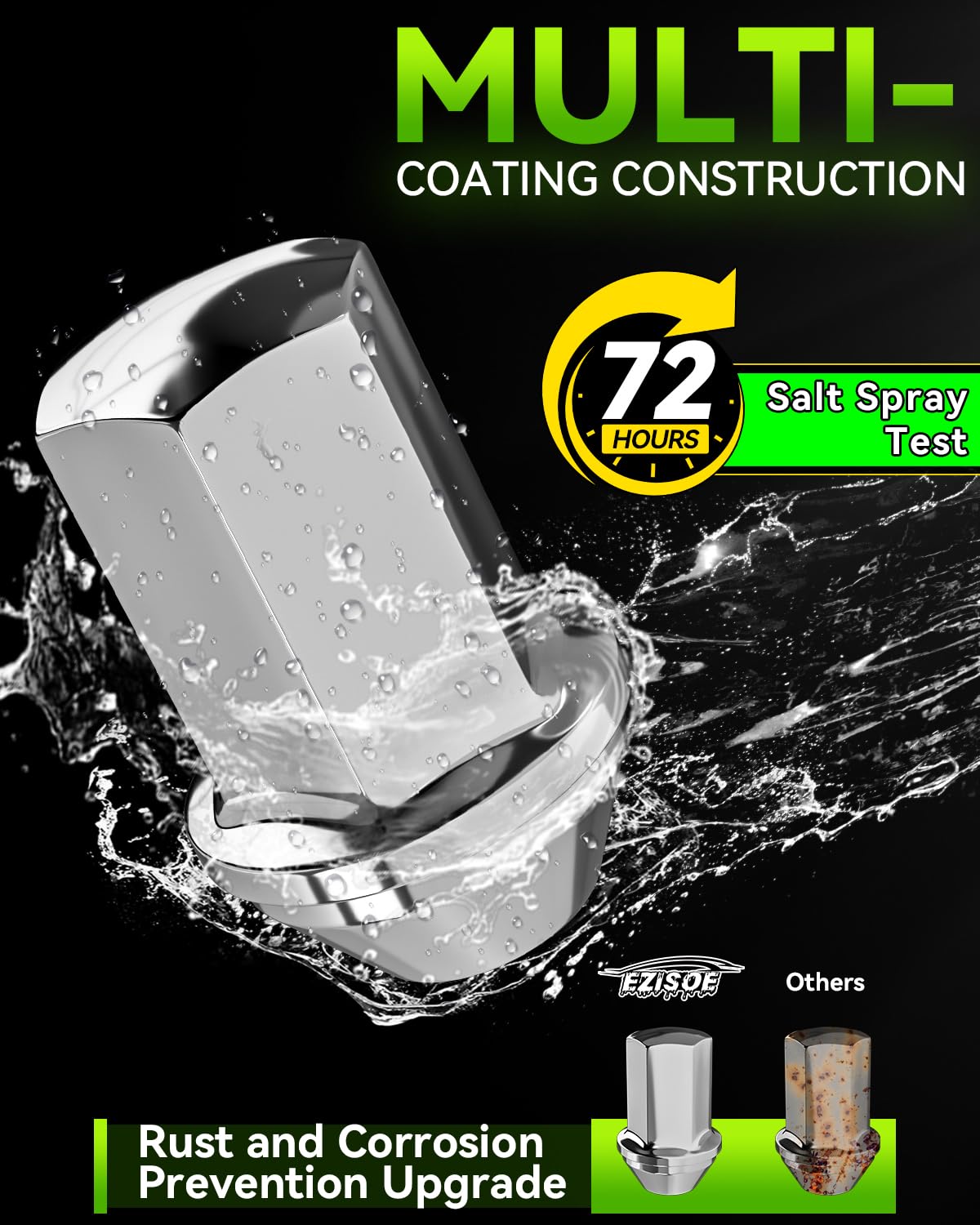 24 szt. 14 x 1,5 cm kołki do kół, 1,8 cala wysokość OEM styl fabryczny Acorn Seat Lug Nuts, chromowane wykończenie, sześciokątne, 60 stopni stożkowe siedzisko do Silverado, Sierra 1500